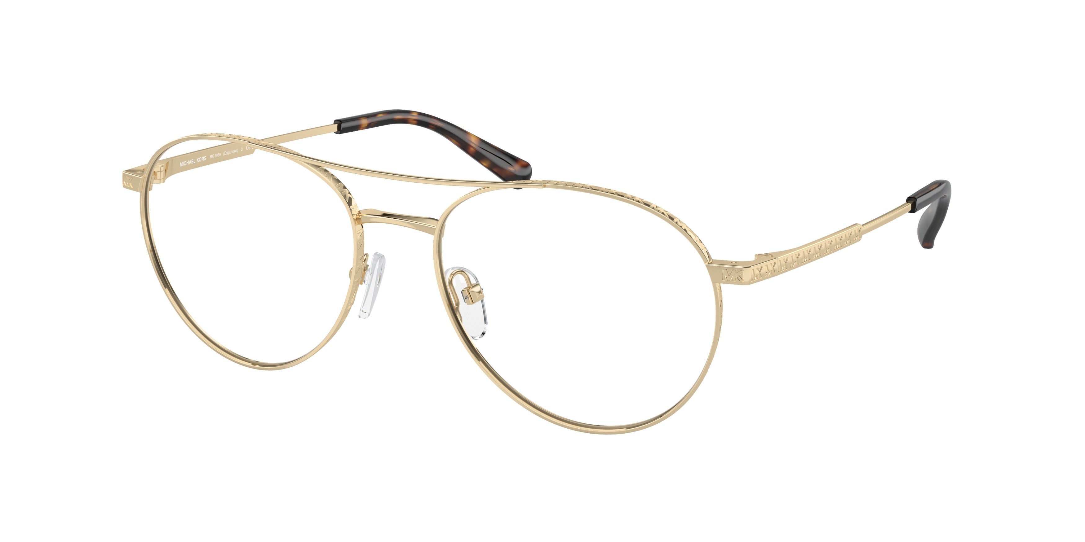 Michael Kors EDGARTOWN MK3069 Round Eyeglasses  1014-Light Gold 54-140-17 - Color Map Gold