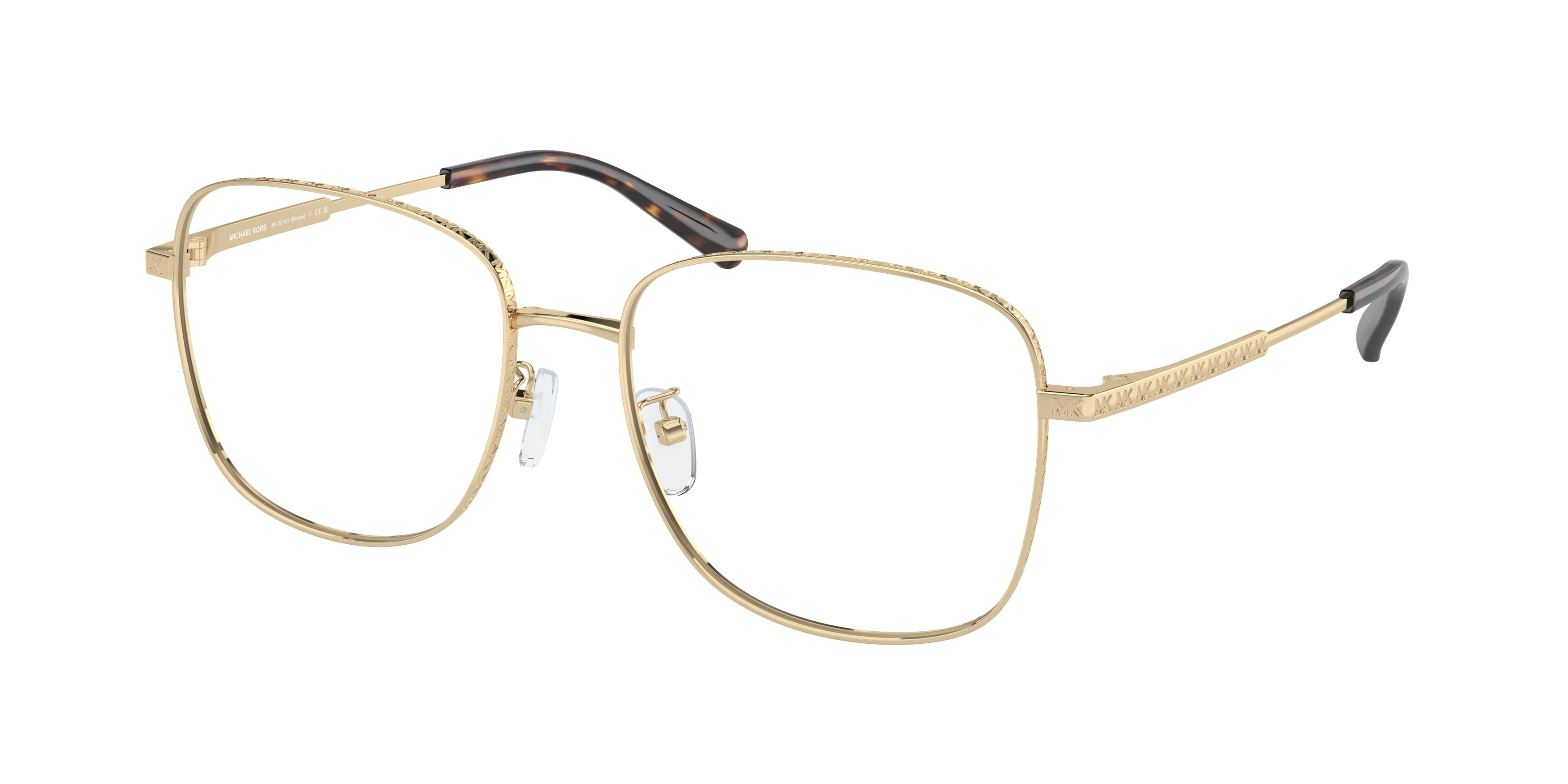 Michael Kors BORNEO MK3074D Square Eyeglasses  1014-Light Gold 56-145-17 - Color Map Gold