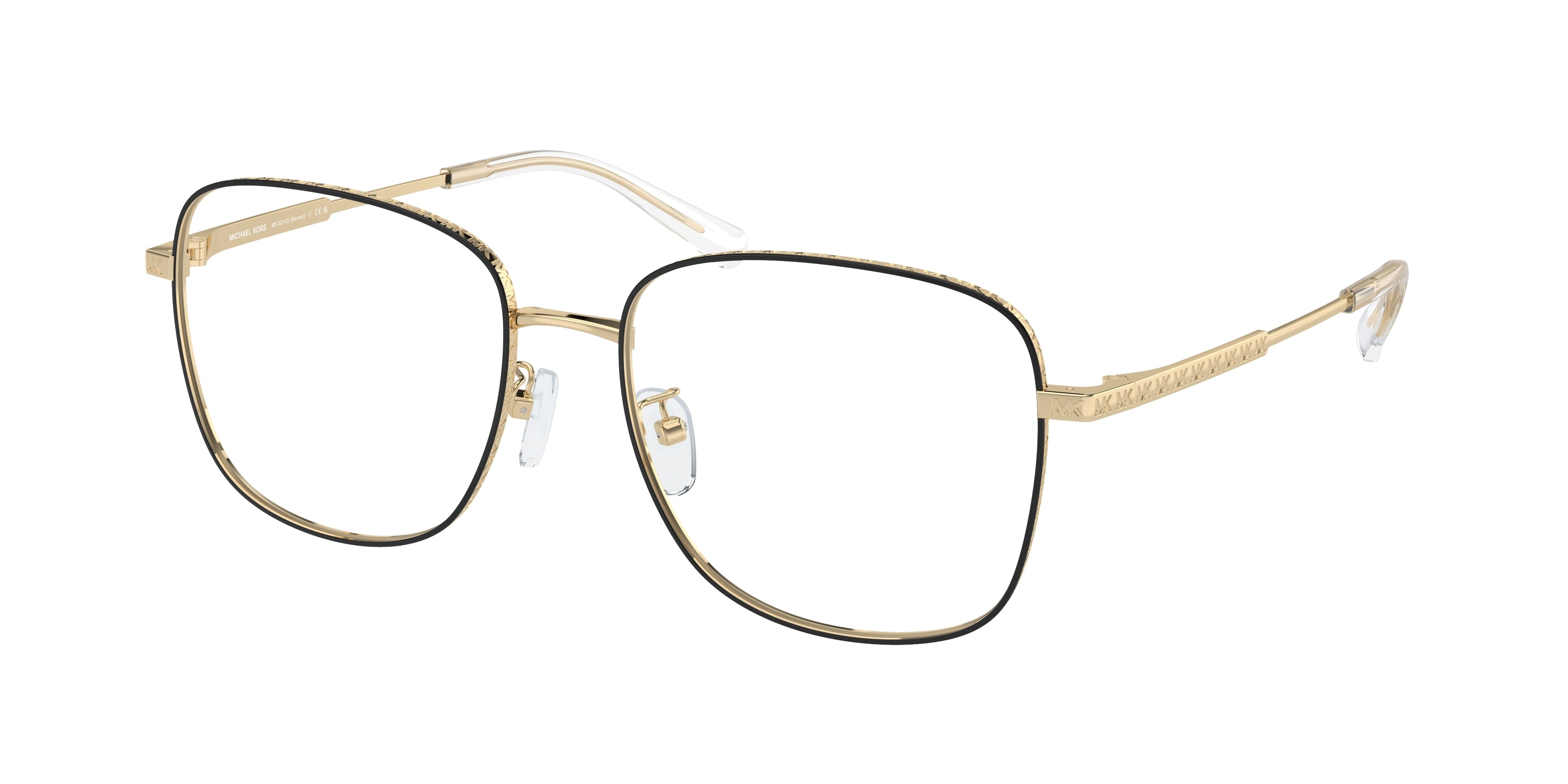 Michael Kors BORNEO MK3074D Square Eyeglasses  1016-Light Gold 56-145-17 - Color Map Gold