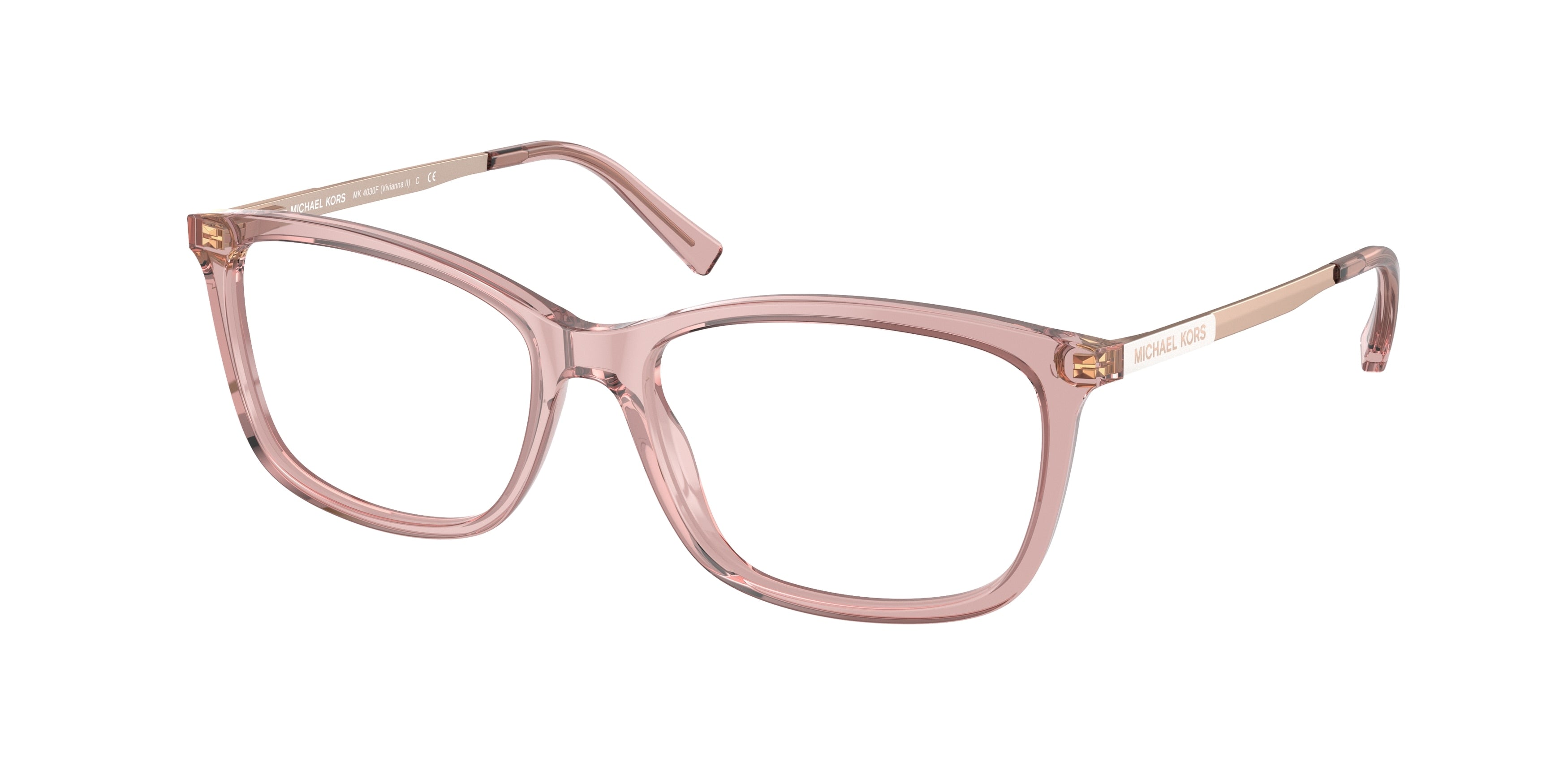 Michael Kors VIVIANNA II MK4030F Rectangle Eyeglasses  3112-Transparent Dusty Rose 54-135-16 - Color Map Pink