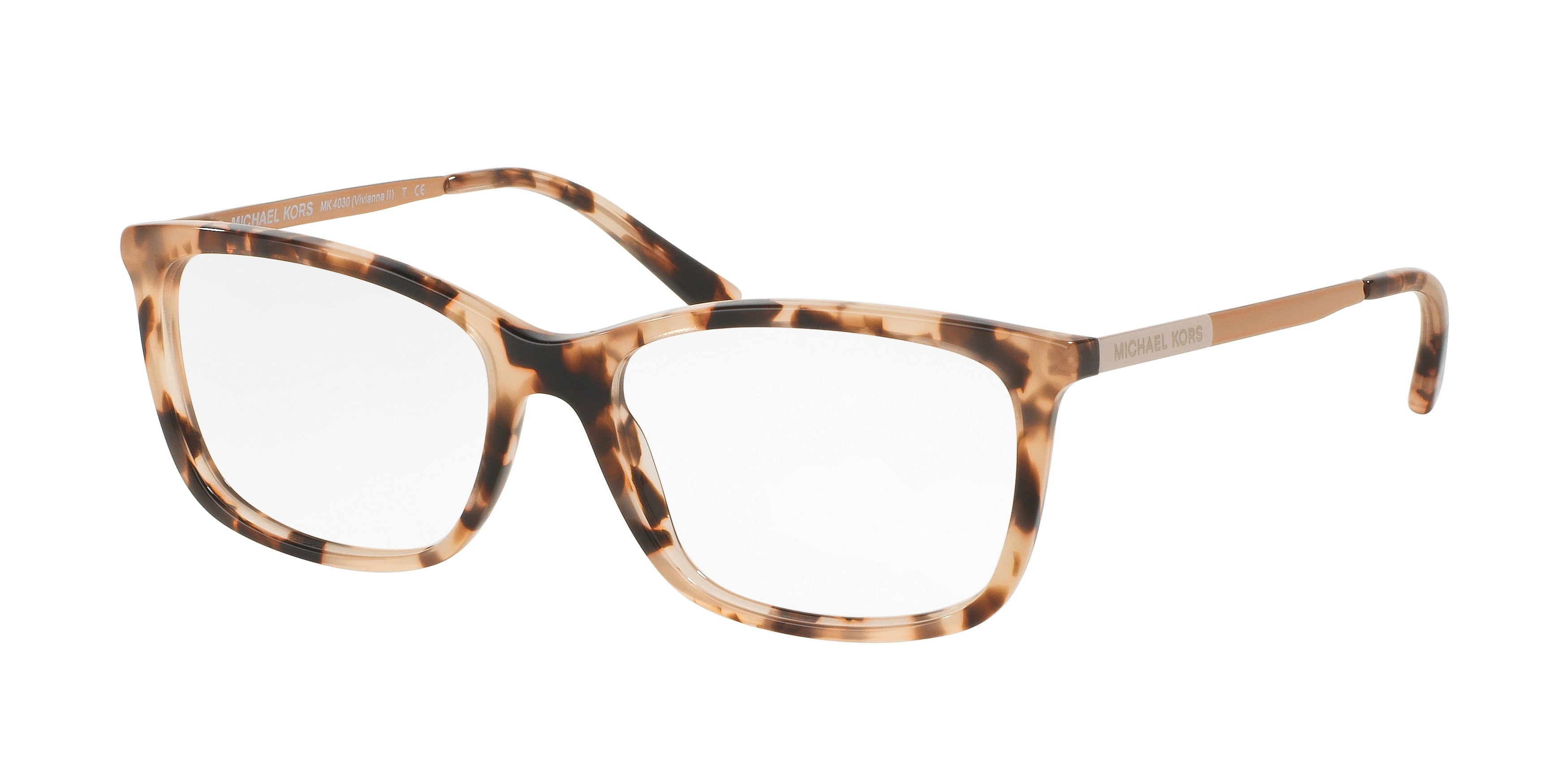 Michael Kors VIVIANNA II MK4030 Rectangle Eyeglasses  3162-Pink Tortoise 52-135-16 - Color Map Tortoise