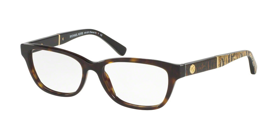 Michael Kors RANIA IV MK4031 Rectangle Eyeglasses  3180-DARK TORTOISE 51-15-135 - Color Map havana
