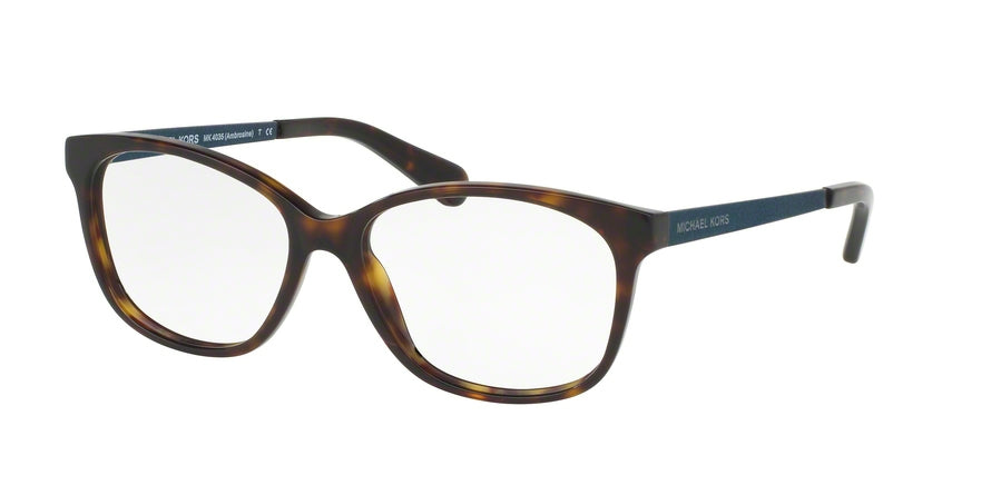 Michael Kors AMBROSINE MK4035F Rectangle Eyeglasses  3202-DK TORTOISE 53-15-135 - Color Map havana