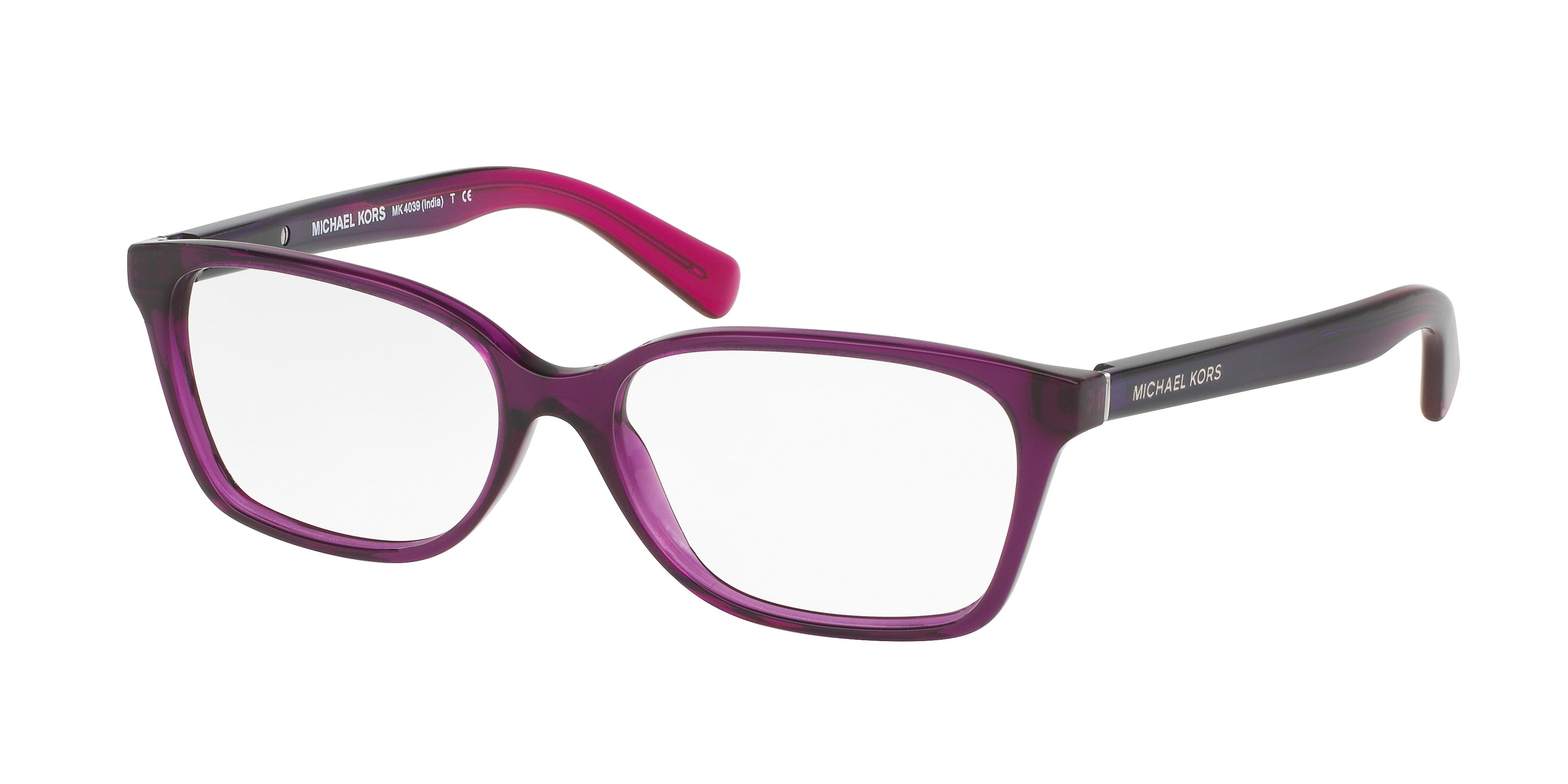 Michael Kors INDIA MK4039 Rectangle Eyeglasses  3222-Transparent Purple 54-135-15 - Color Map Violet