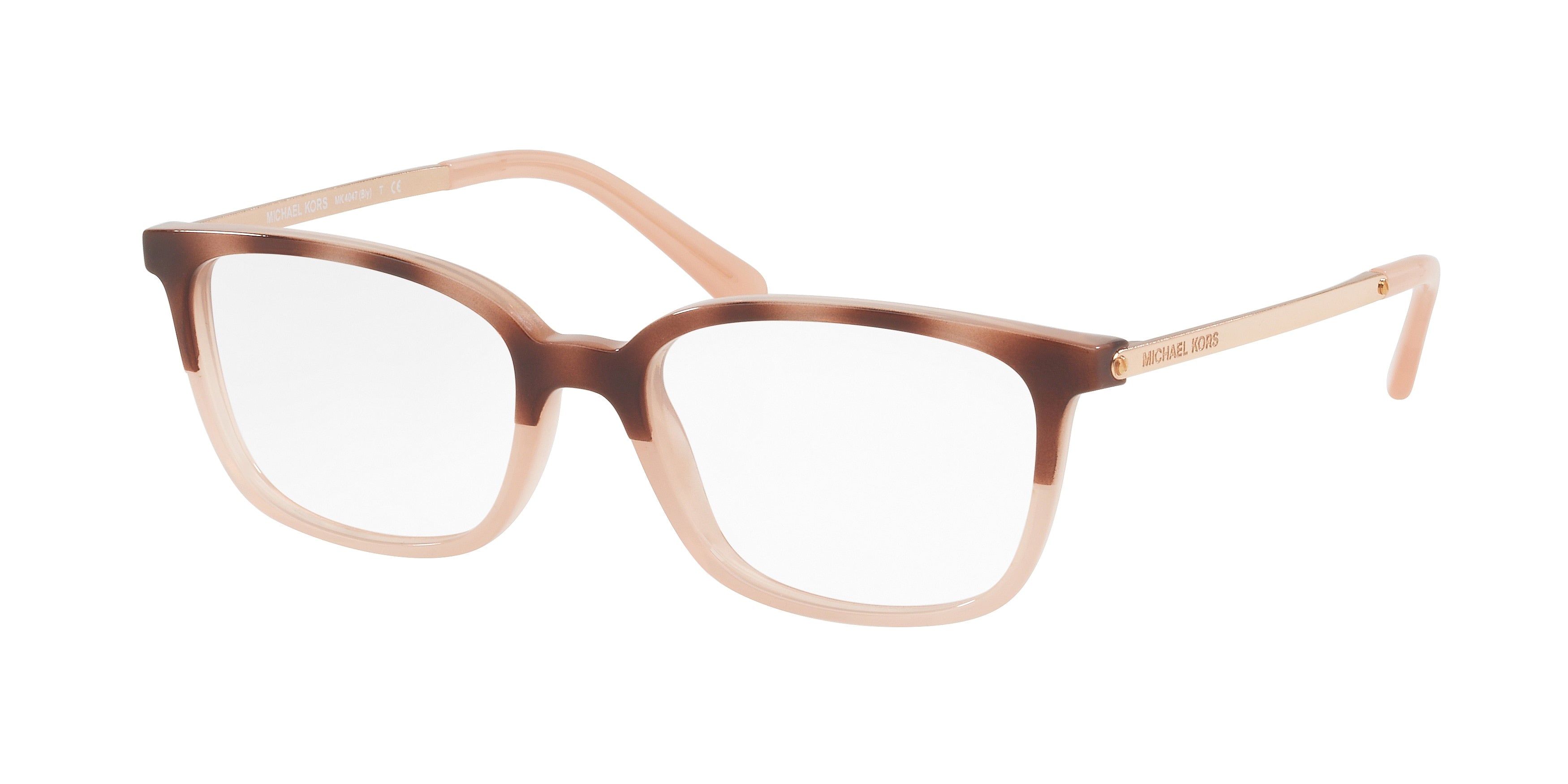 Michael Kors BLY MK4047 Rectangle Eyeglasses  3277-Pink Tortoise/Milky Pink 51-135-17 - Color Map Pink