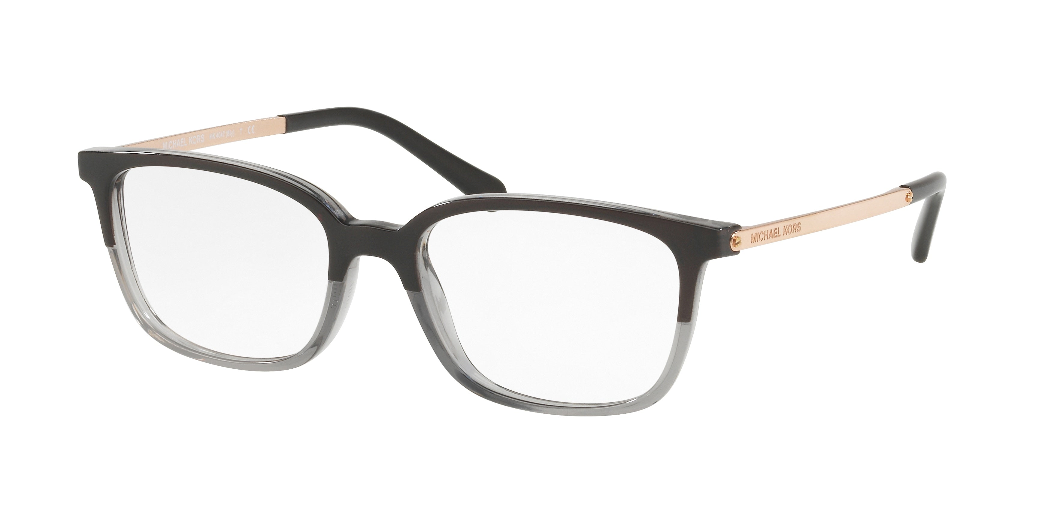 Michael Kors BLY MK4047 Rectangle Eyeglasses  3280-Black/Transparent Grey 53-135-17 - Color Map Black