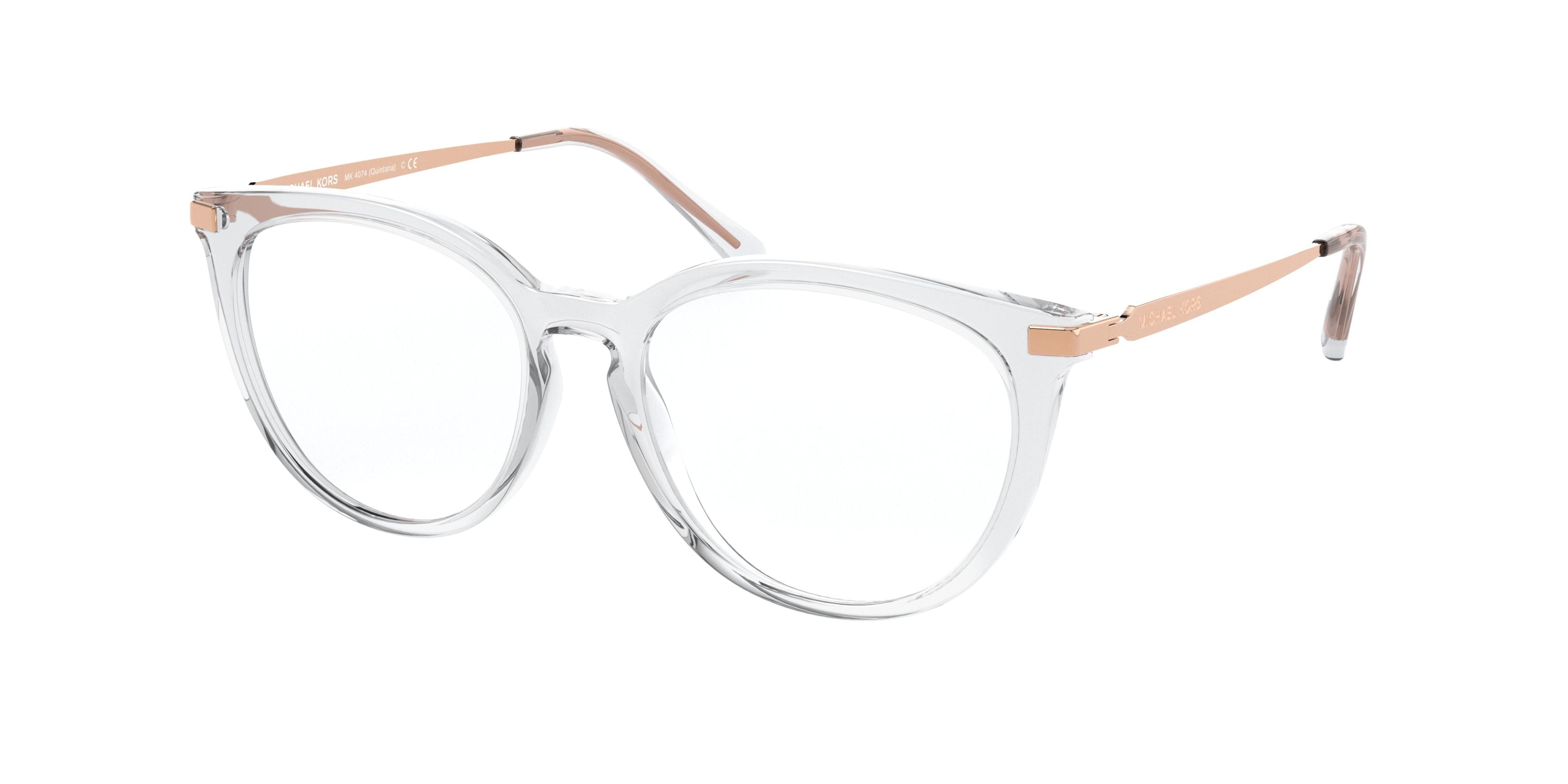 Michael Kors QUINTANA MK4074 Square Eyeglasses  3050-Clear 51-140-16 - Color Map Transparent