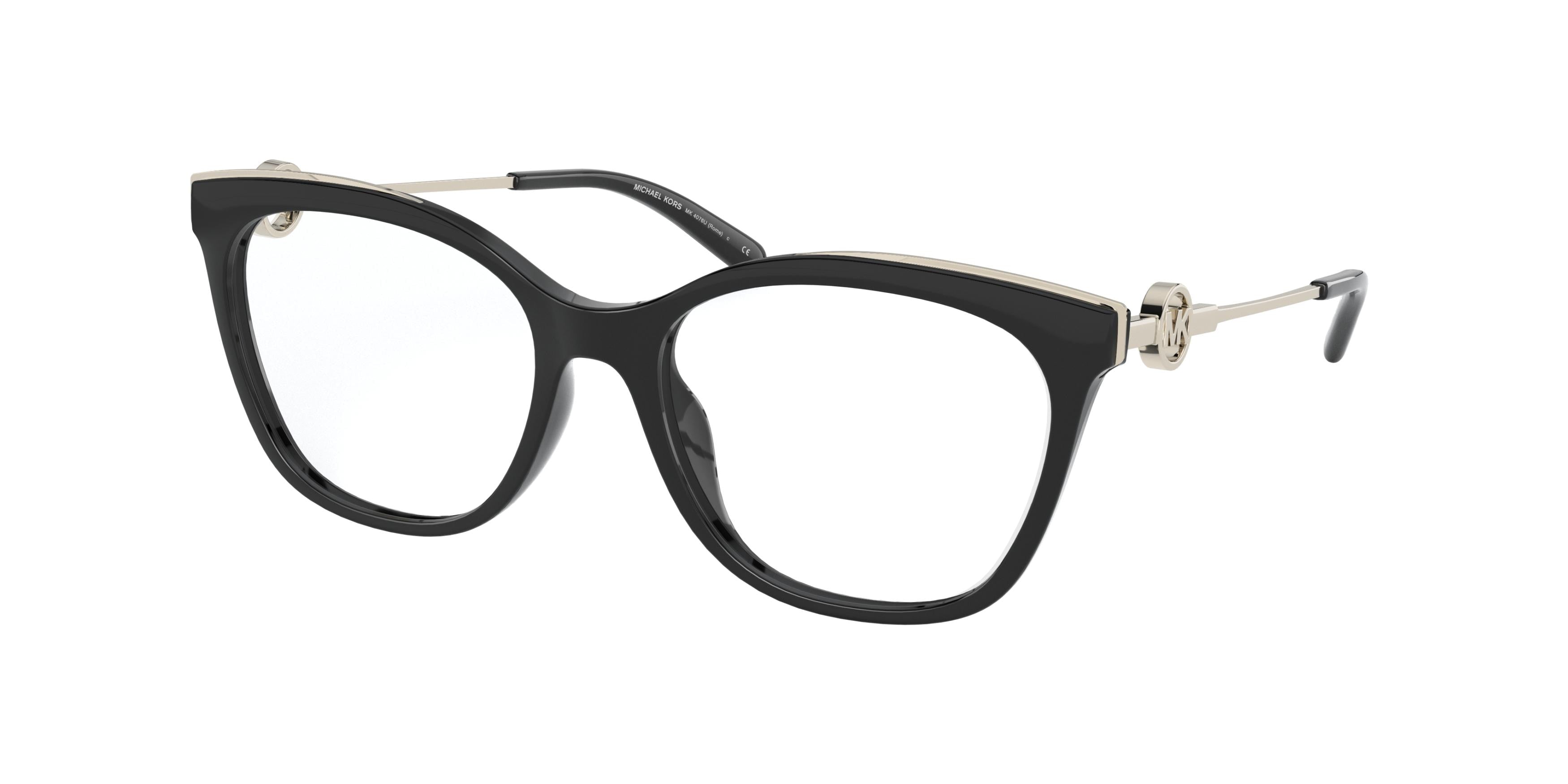 Michael Kors ROME MK4076U Square Eyeglasses  3332-Black 54-140-17 - Color Map Black