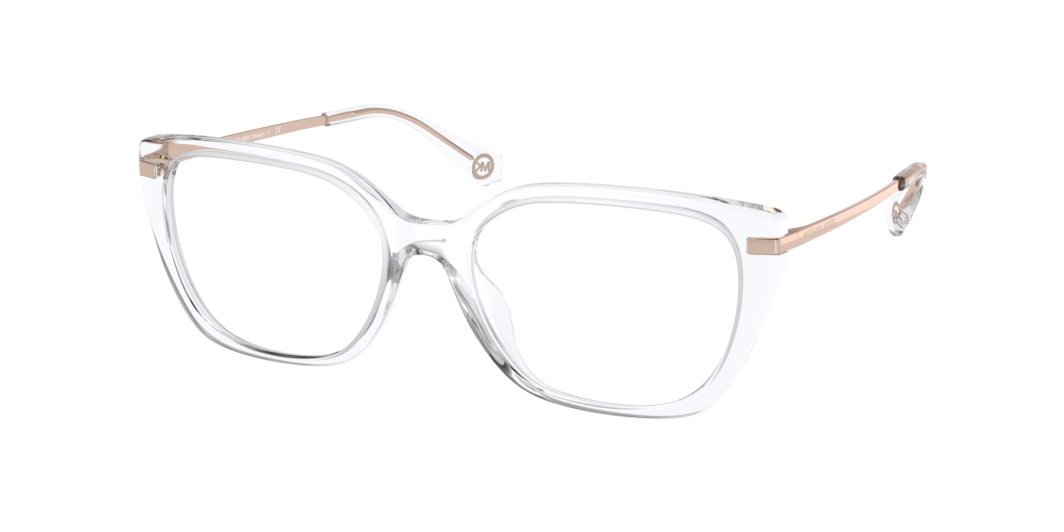 Michael Kors BERGEN MK4083U Pillow Eyeglasses  3015-Clear 53-140-17 - Color Map Transparent