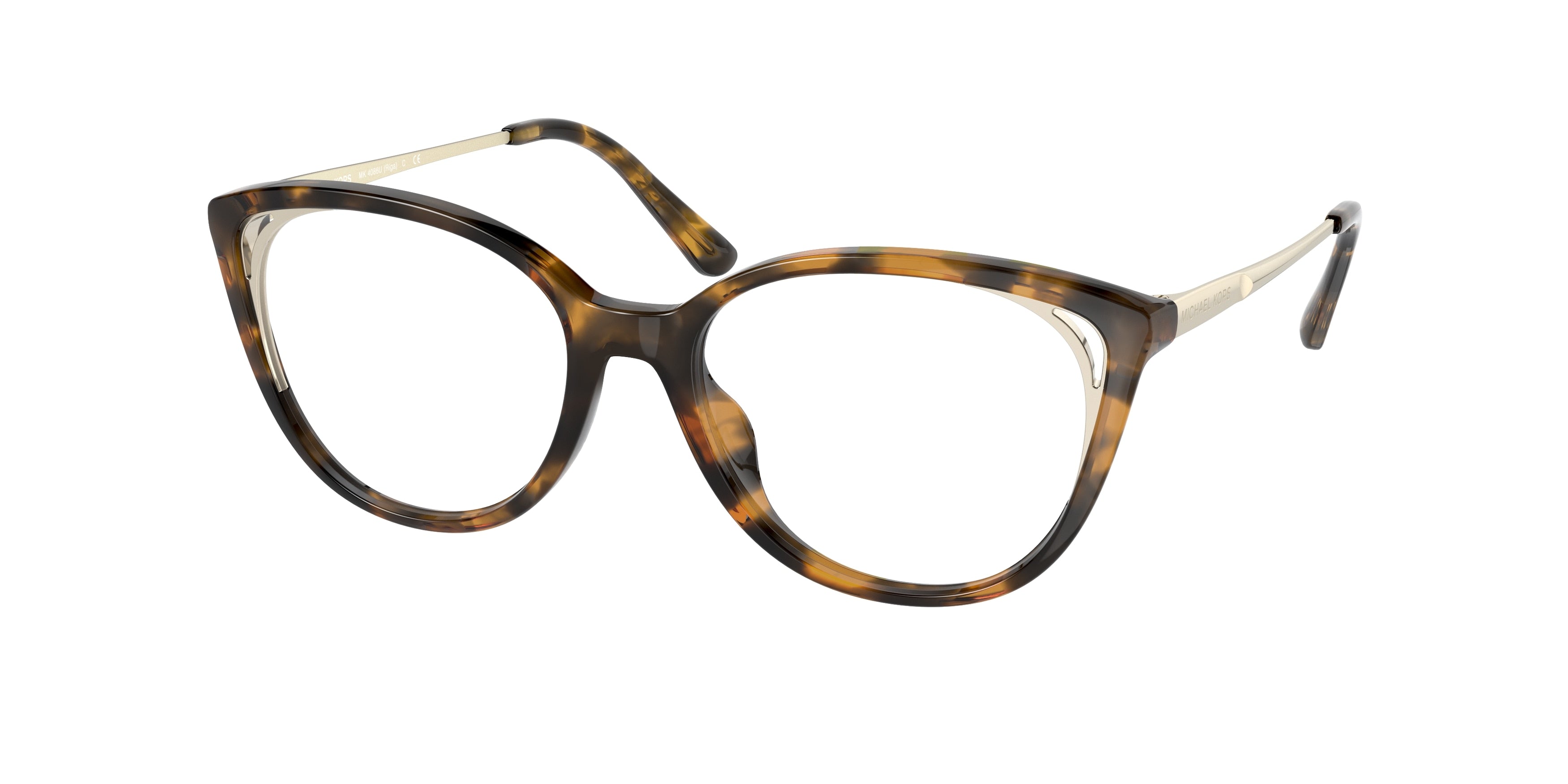 Michael Kors RIGA MK4086U Cat Eye Eyeglasses  3006-Bio Dark Tortoise 52-140-17 - Color Map Brown