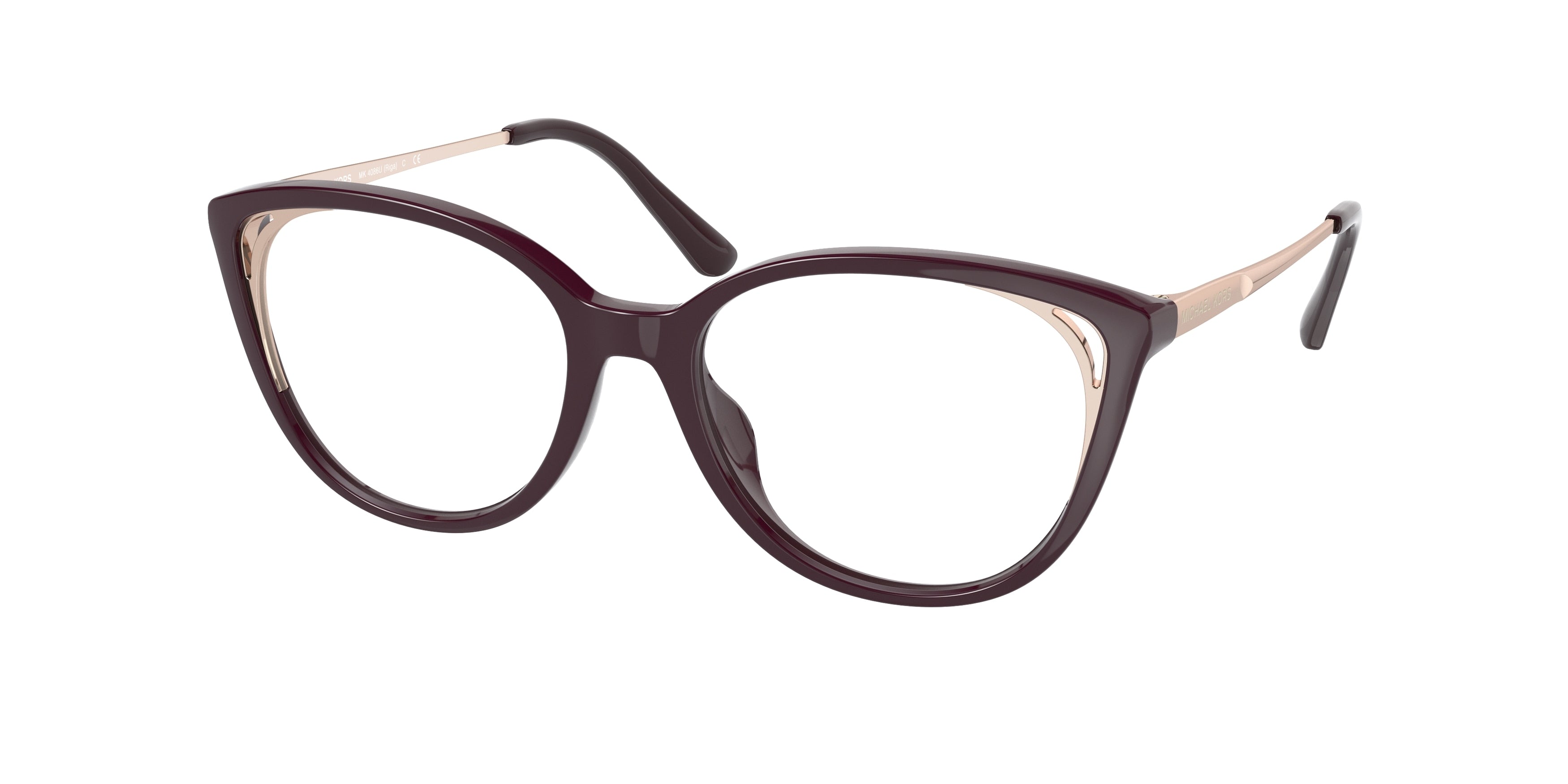 Michael Kors RIGA MK4086U Cat Eye Eyeglasses  3344-Bio Cordovan 52-140-17 - Color Map Brown