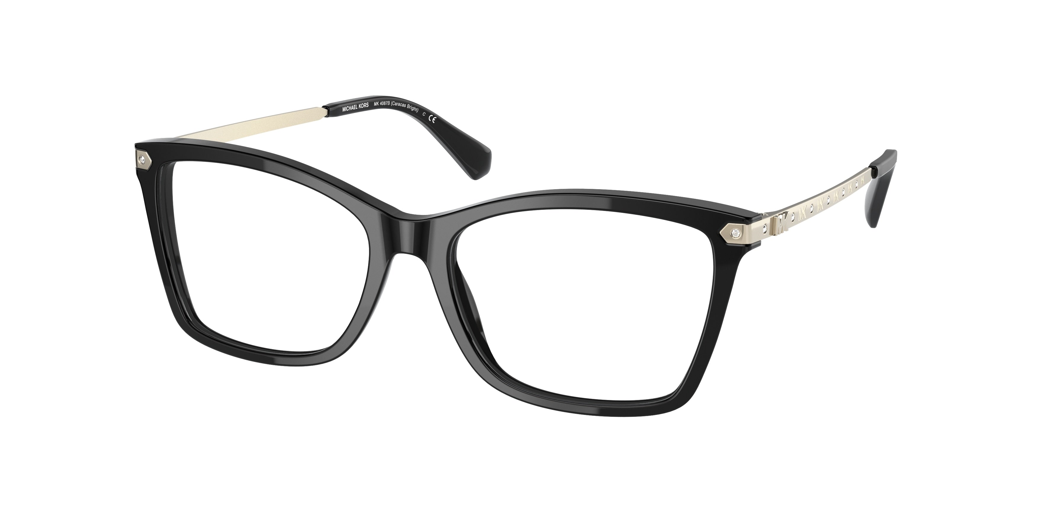 Michael Kors CARACAS BRIGHT MK4087B Rectangle Eyeglasses  3005-Black 53-140-16 - Color Map Black