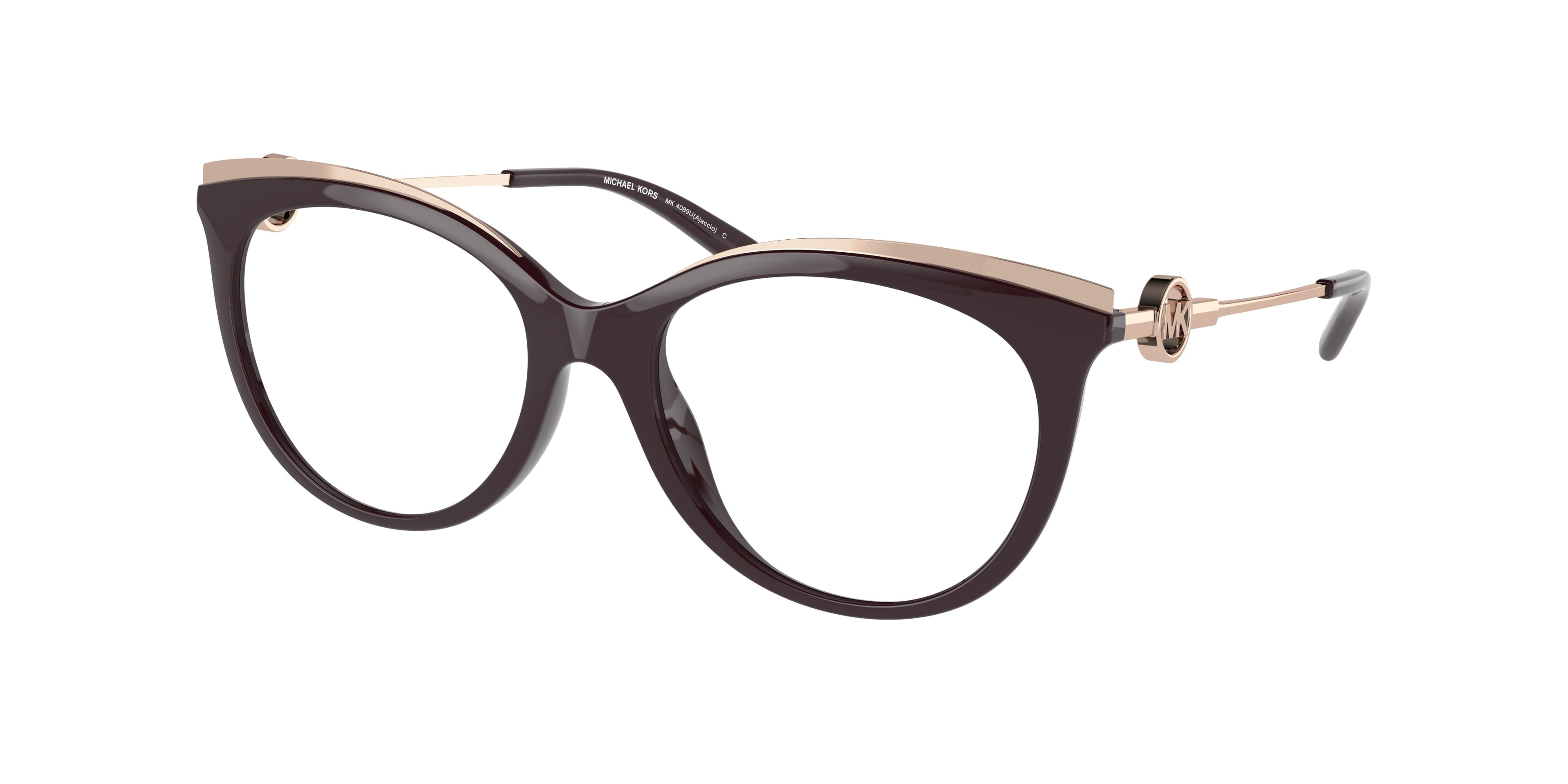 Michael Kors AJACCIO MK4089U Round Eyeglasses  3344-Cordovan 53-140-17 - Color Map Brown