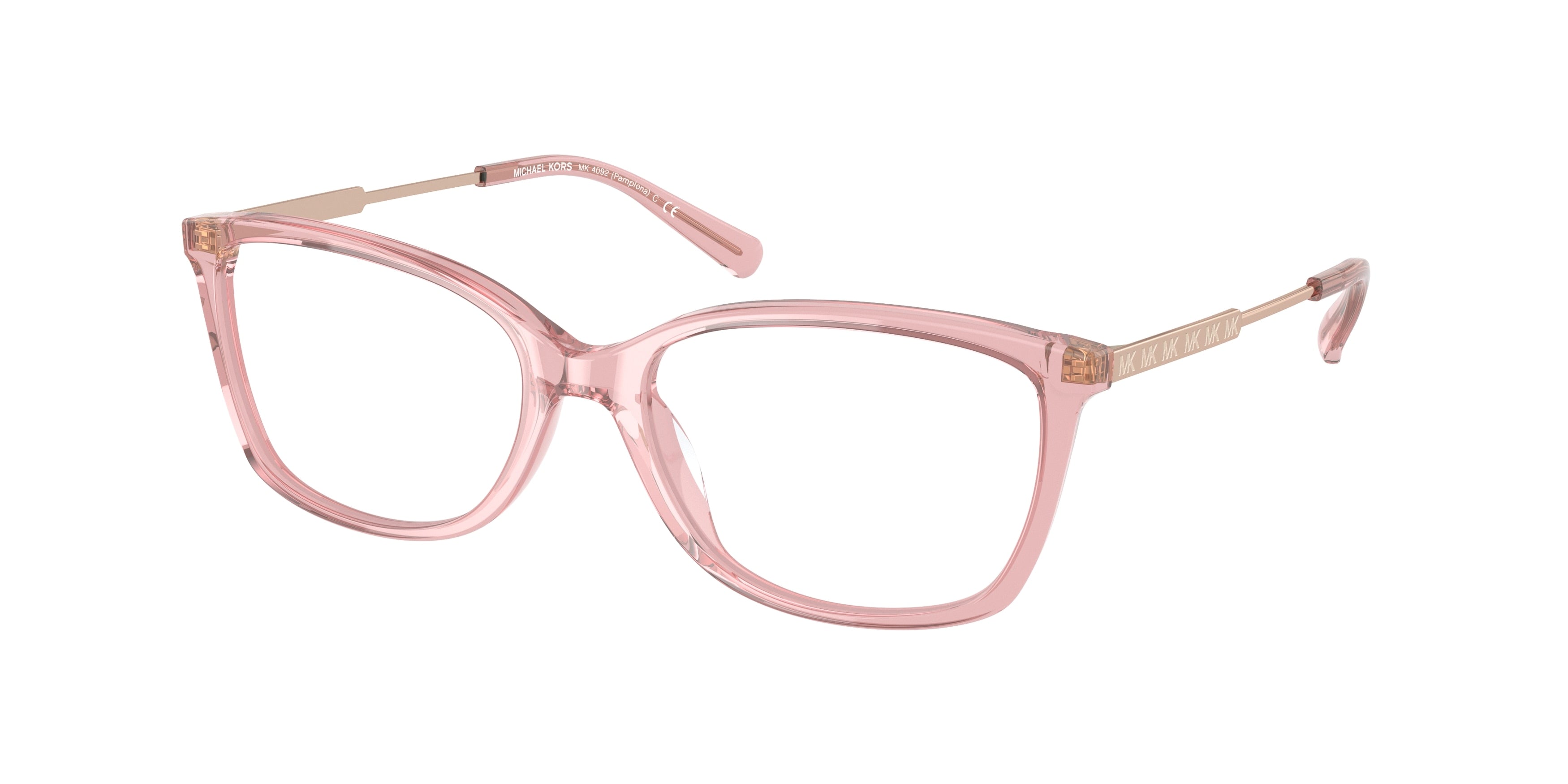 Michael Kors PAMPLONA MK4092 Rectangle Eyeglasses  3101-Transparent Pink 54-140-17 - Color Map Pink