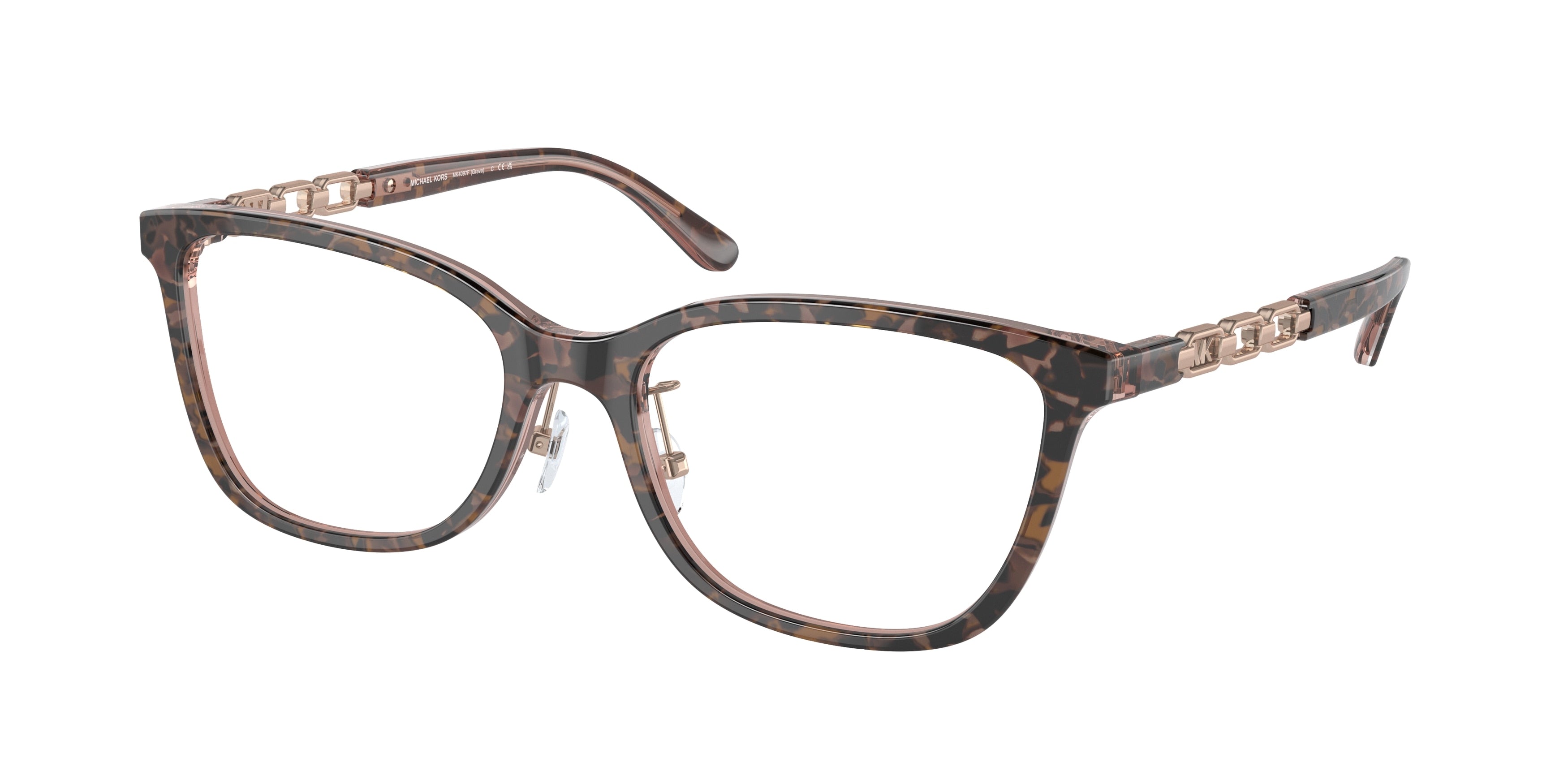 Michael Kors GREVE MK4097F Rectangle Eyeglasses  3251-Pink Tortoise 56-145-18 - Color Map Tortoise