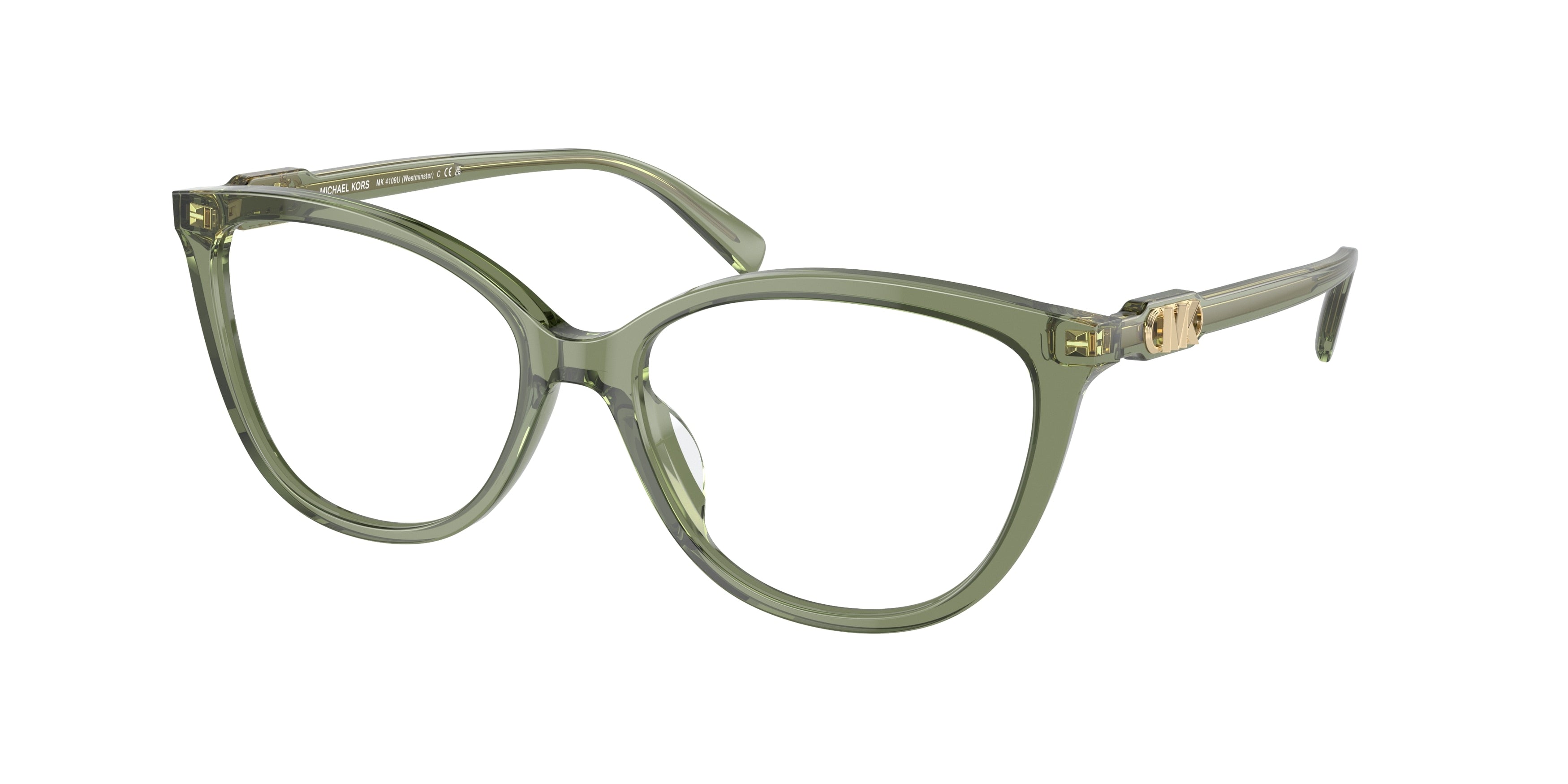 Michael Kors WESTMINSTER MK4109U Cat Eye Eyeglasses  3944-Green Transparent 54-140-16 - Color Map Green