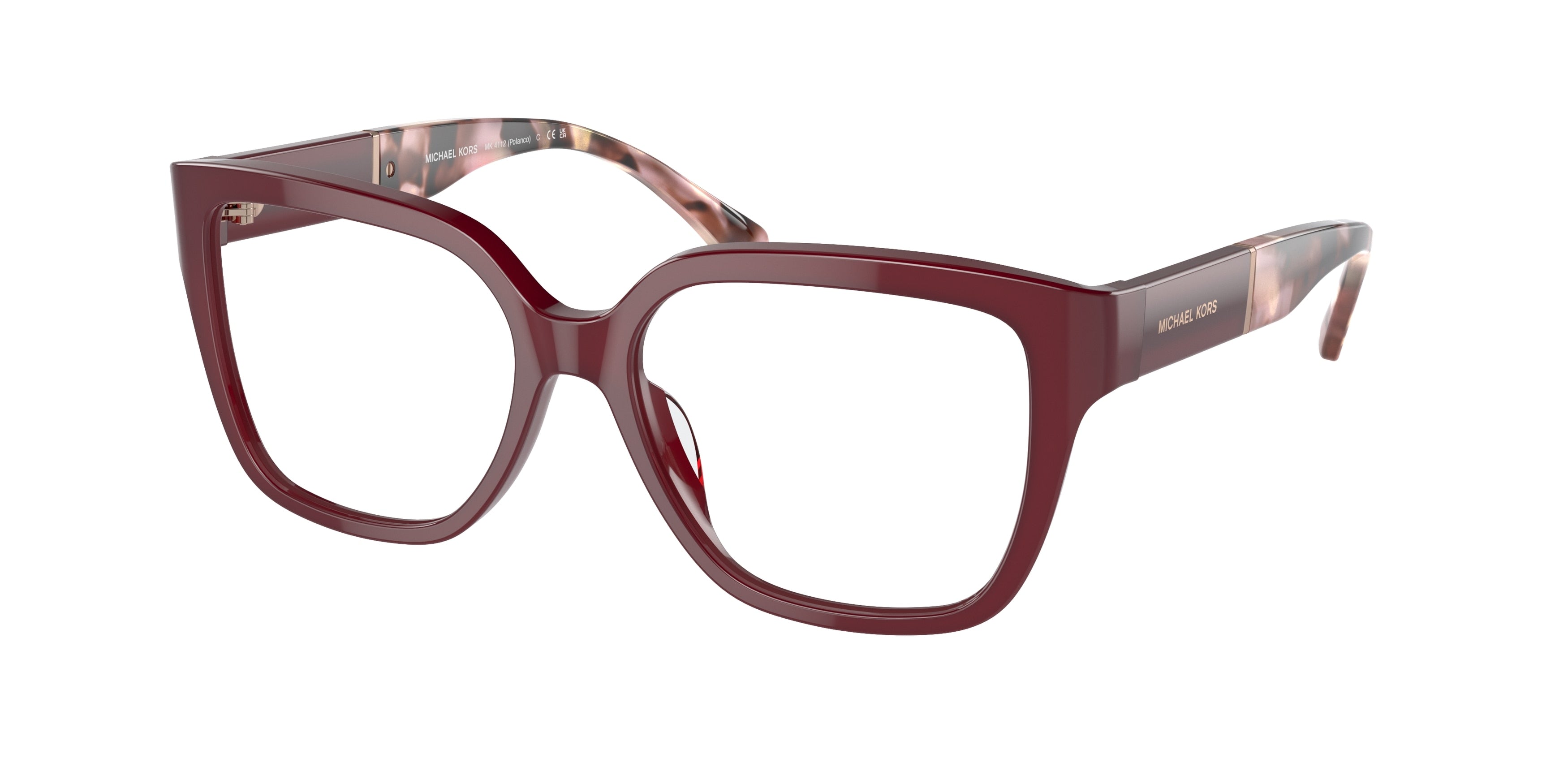 Michael Kors POLANCO MK4112 Square Eyeglasses  3949-Dark Red Transparent 54-140-16 - Color Map Red