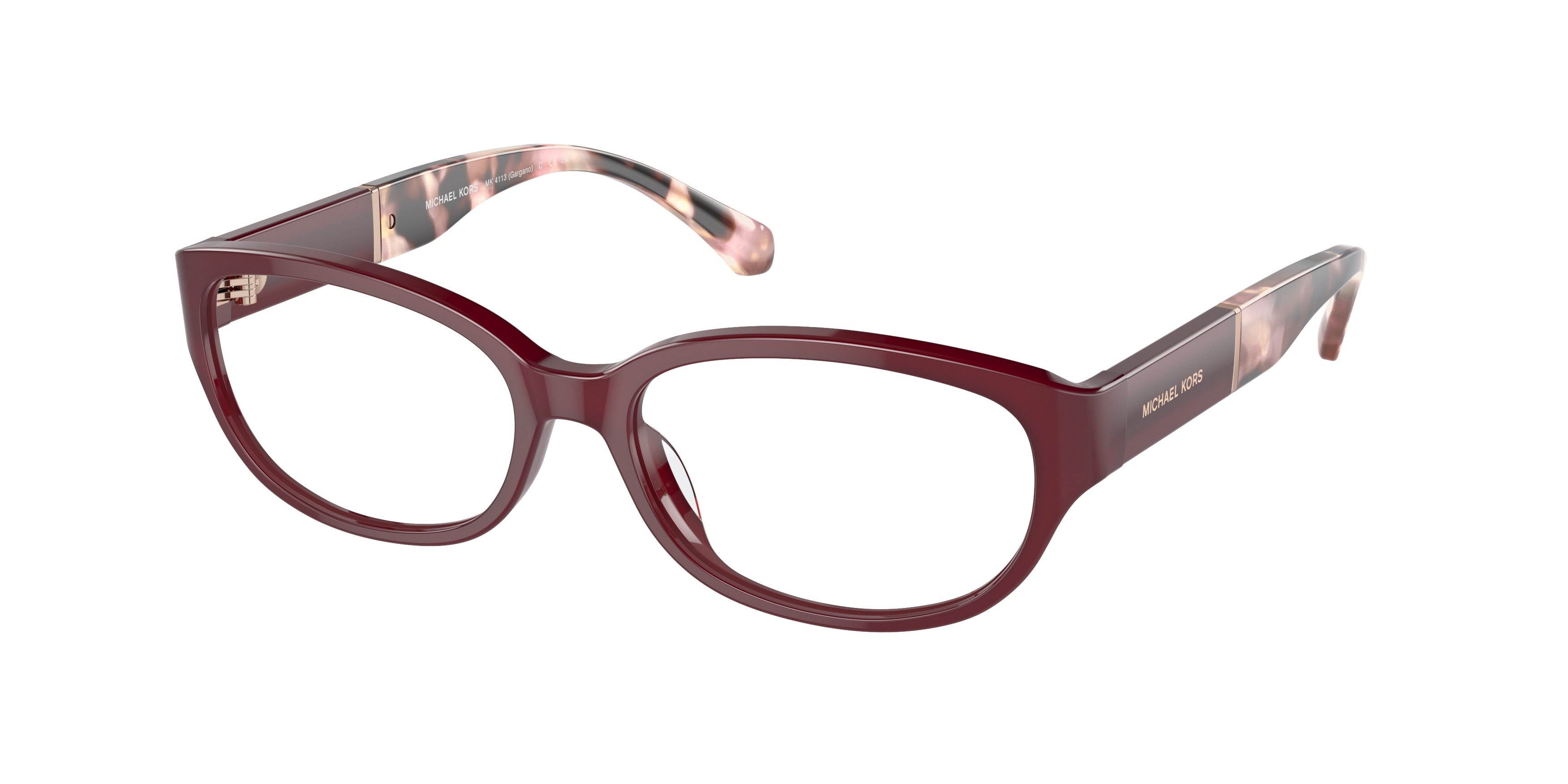 Michael Kors GARGANO MK4113 Oval Eyeglasses  3949-Dark Red Transparent 55-140-16 - Color Map Red