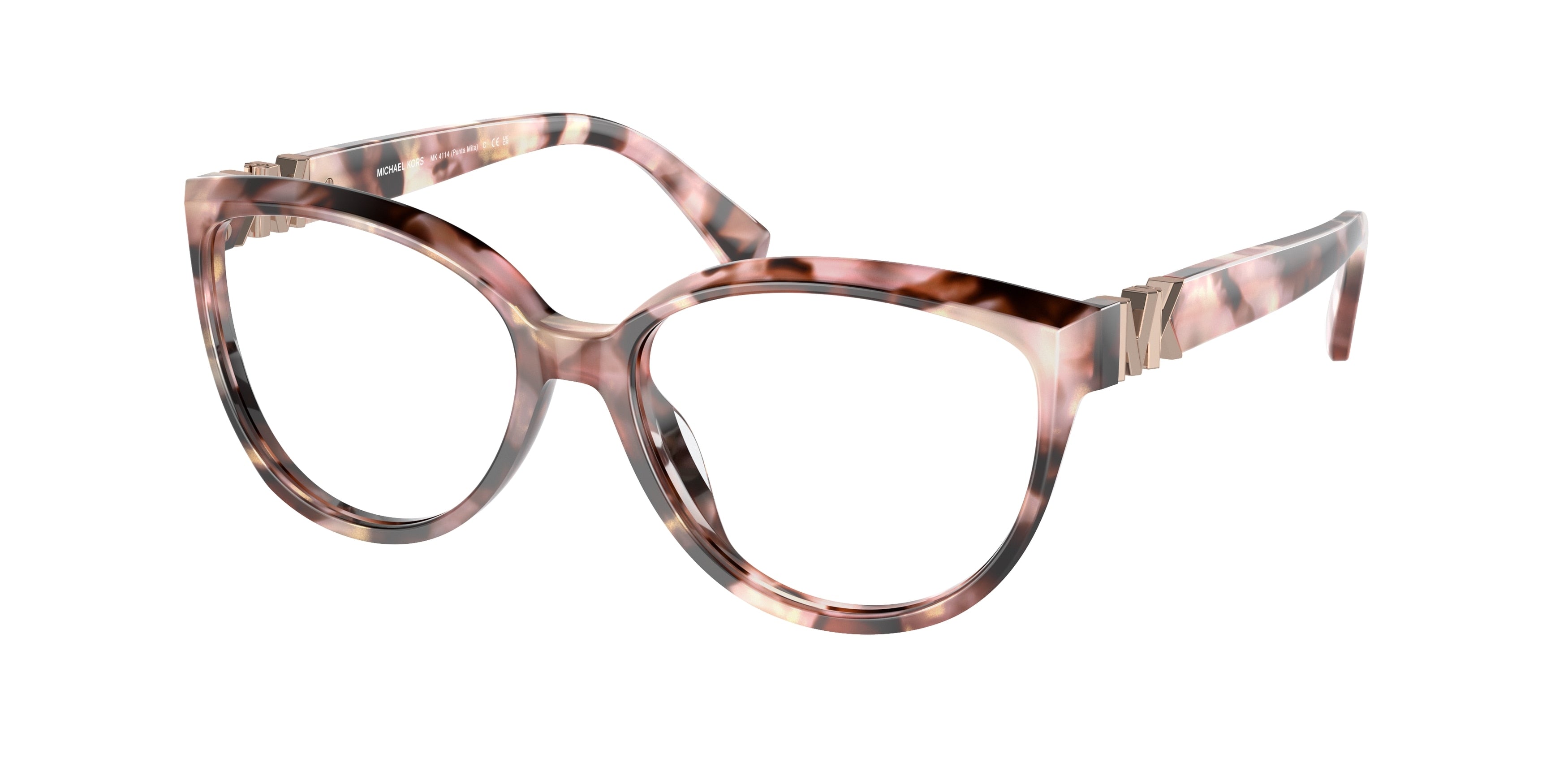 Michael Kors PUNTA MITA MK4114 Cat Eye Eyeglasses  3946-Pink Pearlized Tortoise 55-135-16 - Color Map Demo Lens