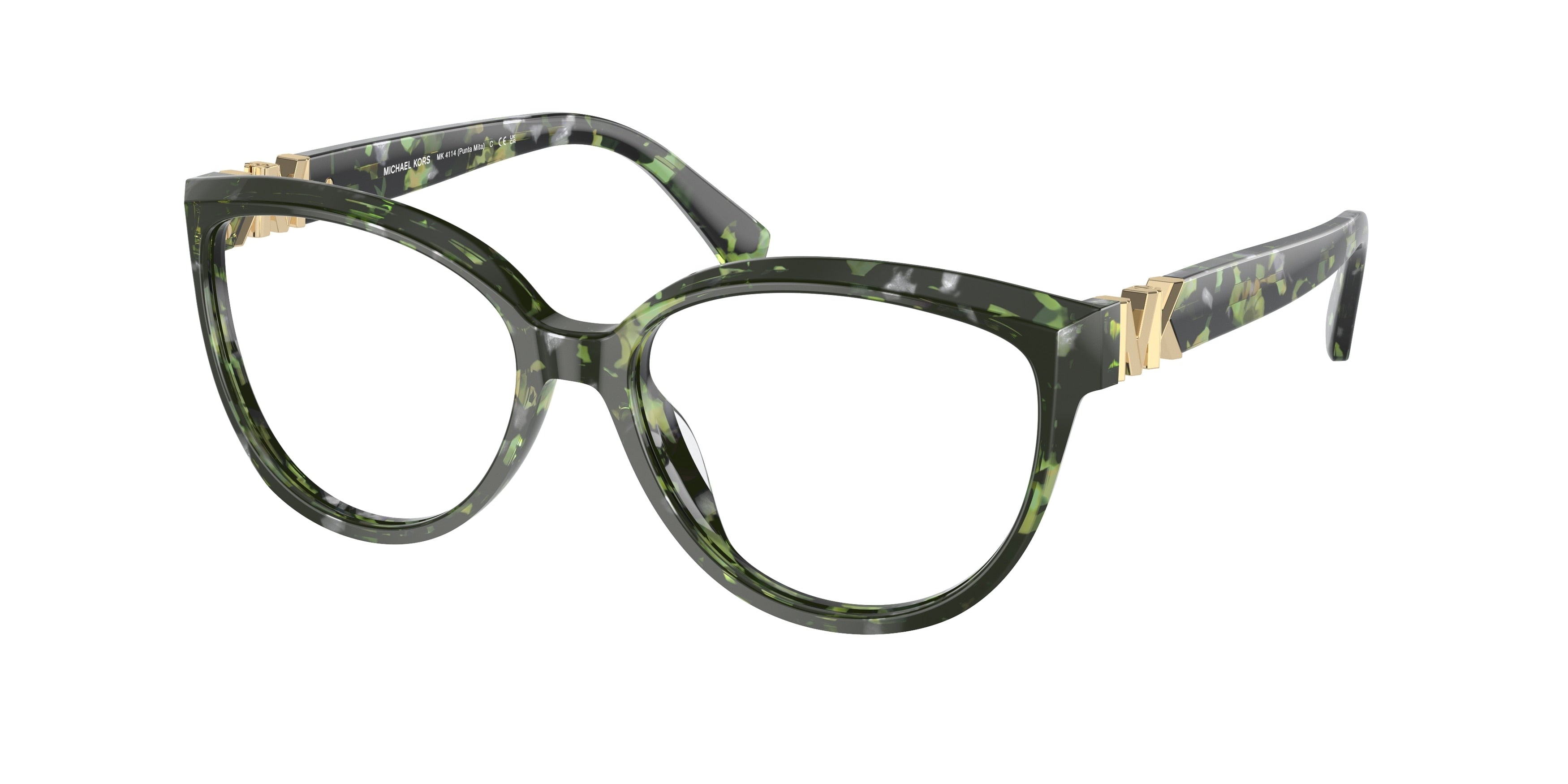 Michael Kors PUNTA MITA MK4114 Cat Eye Eyeglasses  3953-Amazon Green Tortoise 55-135-16 - Color Map Demo Lens
