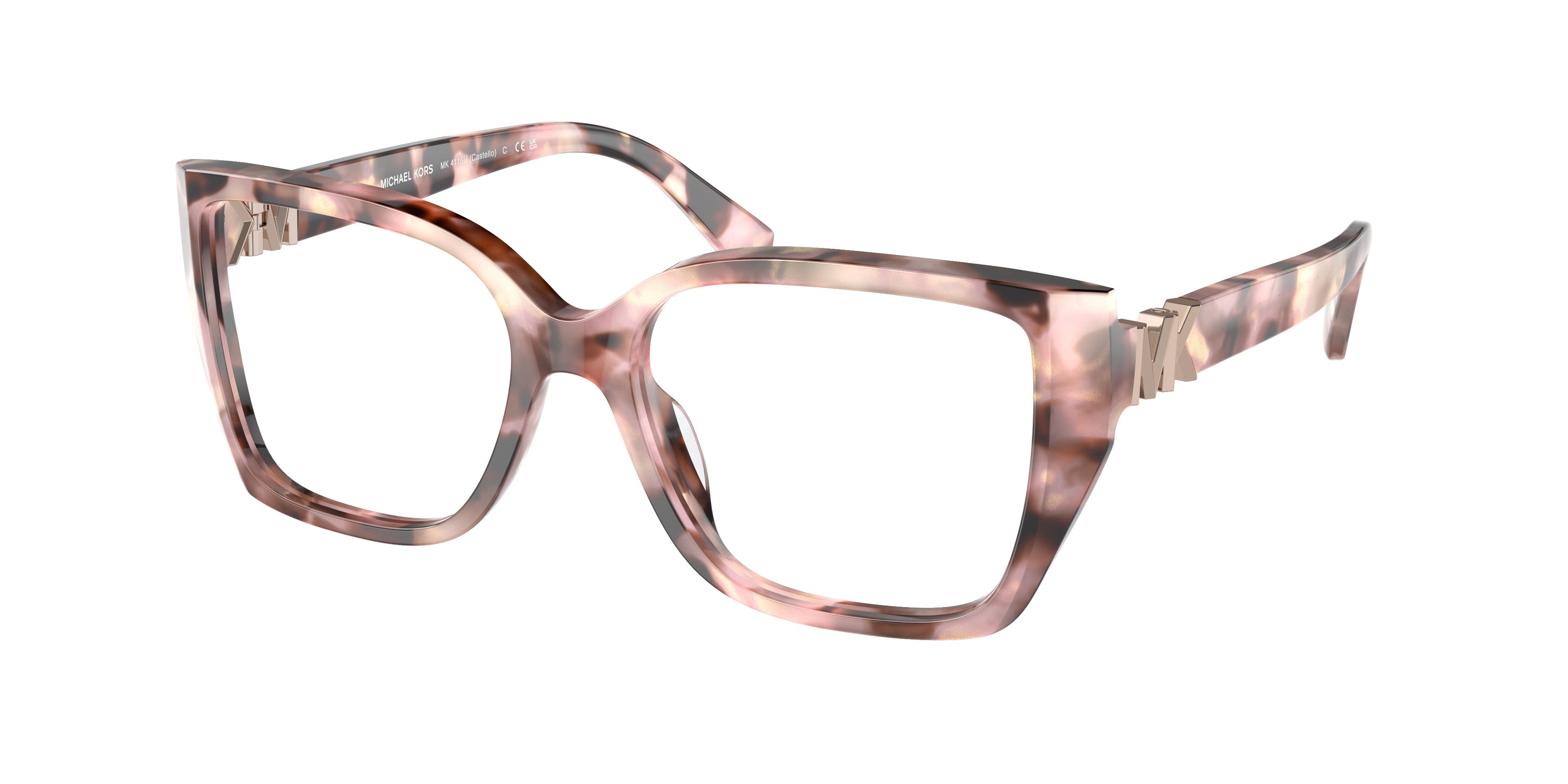 Michael Kors CASTELLO MK4115U Square Eyeglasses  3946-Pink Pearlized Tortoise 54-140-17 - Color Map Demo Lens