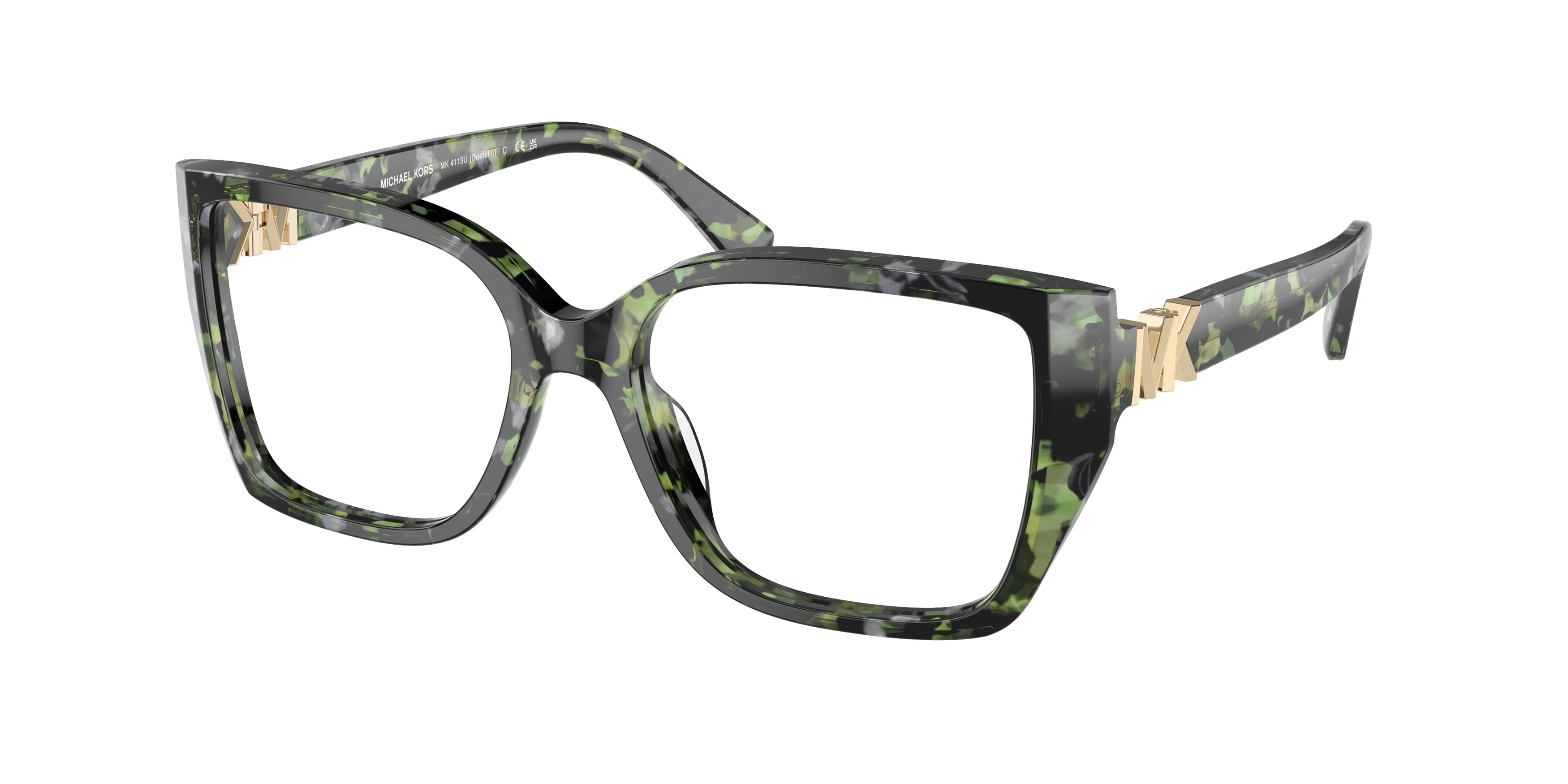 Michael Kors CASTELLO MK4115U Square Eyeglasses  3953-Amazon Green Tortoise 54-140-17 - Color Map Demo Lens