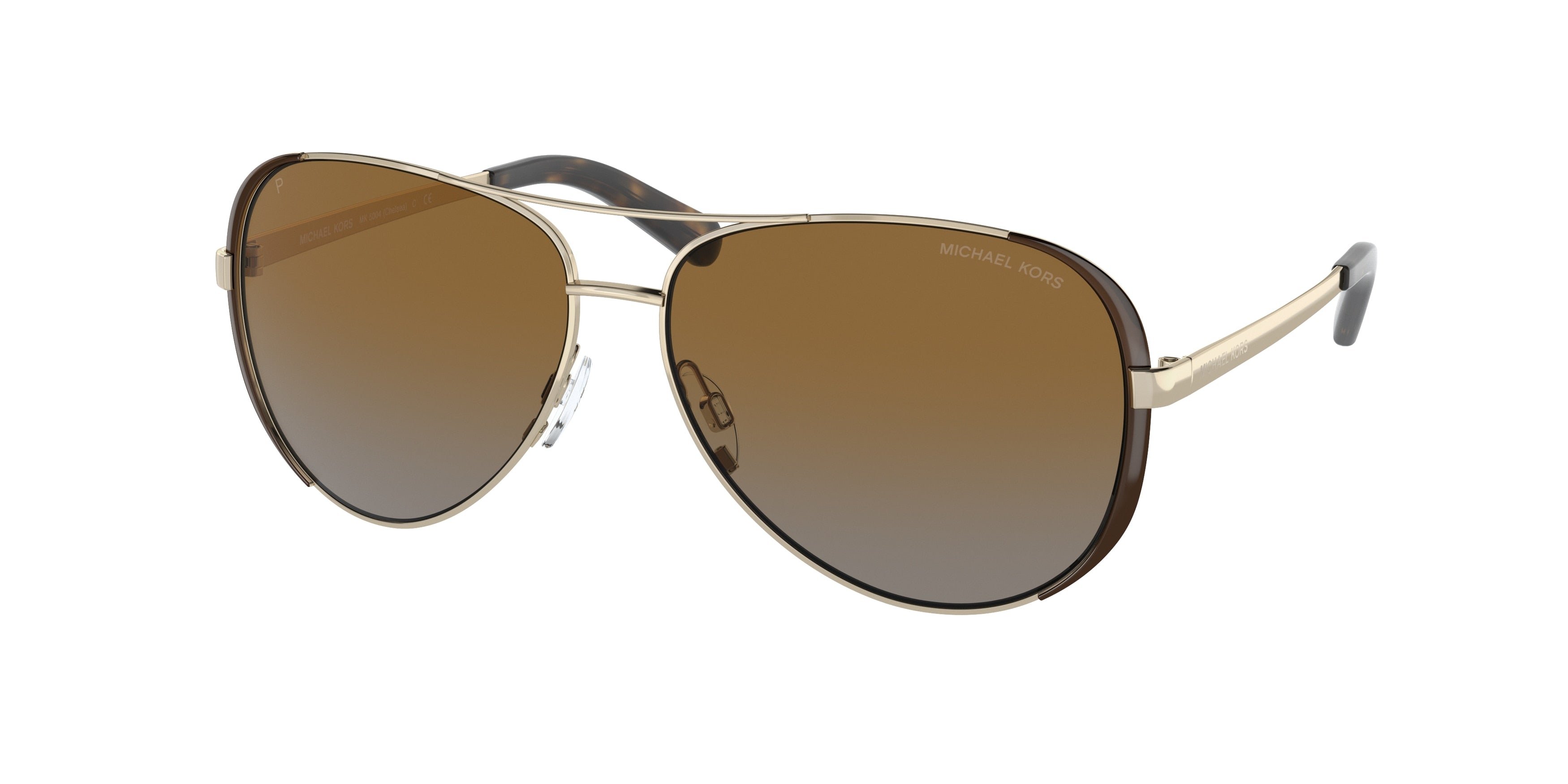 Michael Kors CHELSEA MK5004 Pilot Sunglasses  1014T5-Gold/Brown 59-135-13 - Color Map Gold