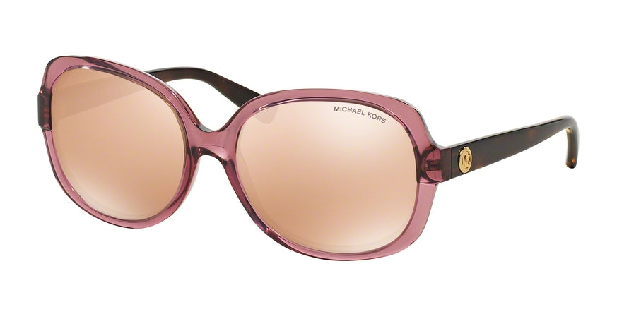 Michael Kors ISLE OF SKYE MK6017 Square Sunglasses  3053R1-ROSE TRANSPARENT TORTOISE 58-17-135 - Color Map pink