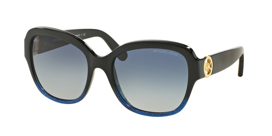 Michael Kors TABITHA III MK6027 Square Sunglasses  31004L-BLACK/NAVY GLITTER 55-18-135 - Color Map blue