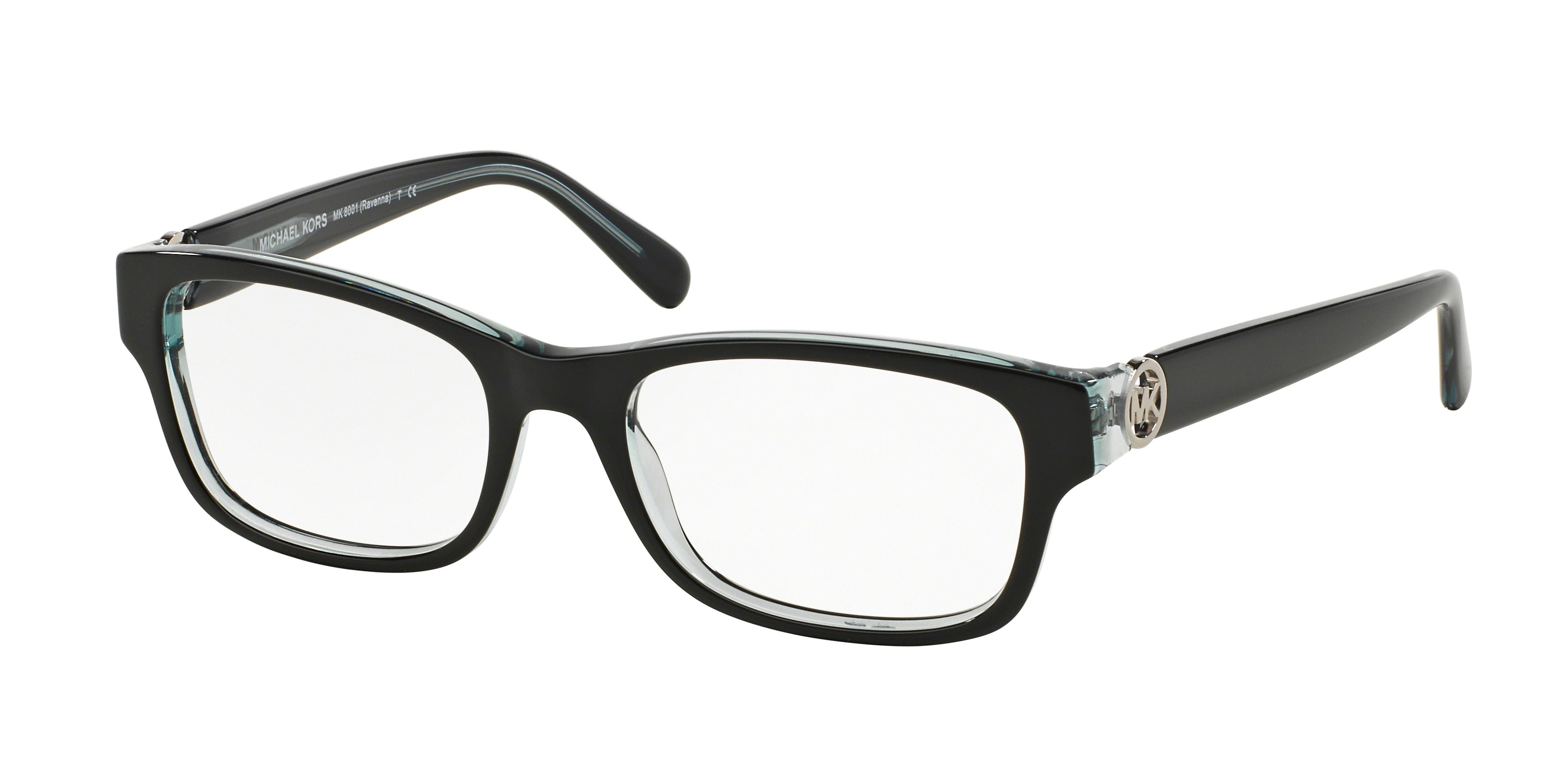 Michael Kors RAVENNA MK8001 Square Eyeglasses  3001-Black/Blue 53-140-18 - Color Map Black