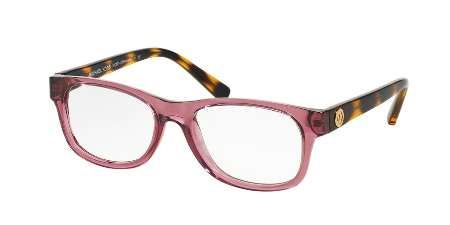Michael Kors MK8014 Square Eyeglasses  3053-ROSE TRANSPARENT TORTOISE 52-17-135 - Color Map pink