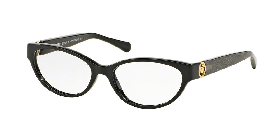 Michael Kors MK8017 Cat Eye Eyeglasses  3099-BLACK/BLACK GLITTER 52-15-135 - Color Map black