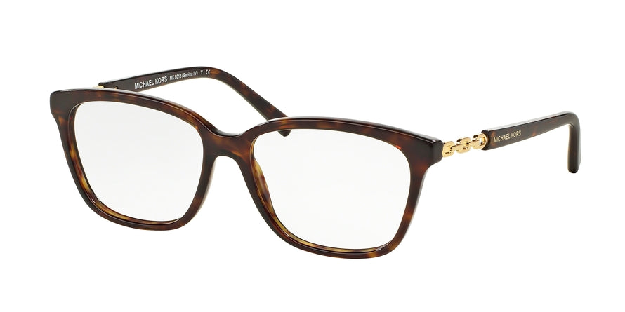Michael Kors MK8018 Square Eyeglasses  3106-DARK TORTOISE/GOLD 54-15-135 - Color Map havana