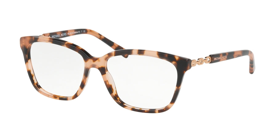 Michael Kors SABINA IV MK8018 Square Eyeglasses  3155-PEACH TORTOISE 54-15-135 - Color Map havana