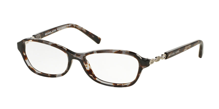 Michael Kors SABINA V MK8019 Rectangle Eyeglasses  3107-BLACK TORTOISE/SILVER 51-15-135 - Color Map havana