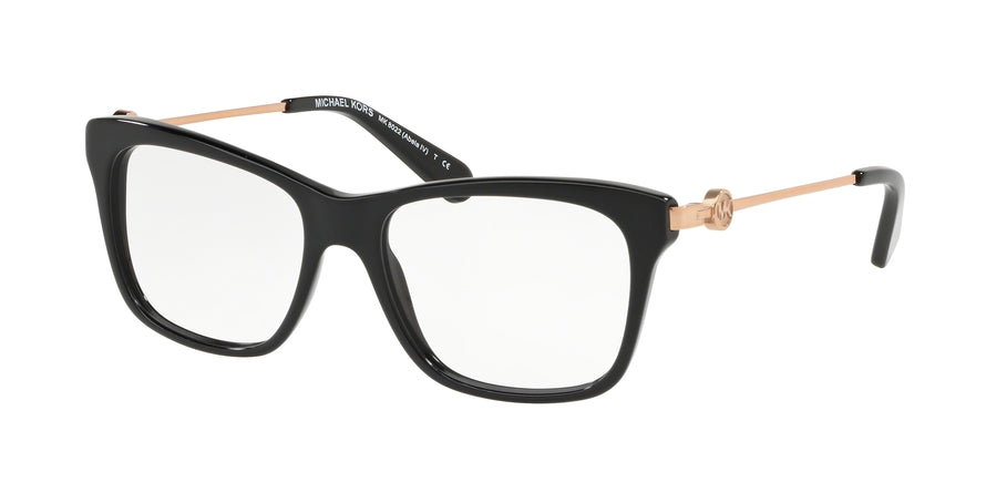 Michael Kors ABELA IV MK8022F Square Eyeglasses  3005-BLACK ACETATE 52-16-135 - Color Map black