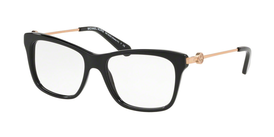 Michael Kors ABELA IV MK8022 Square Eyeglasses  3005-BLACK ACETATE 52-16-135 - Color Map black