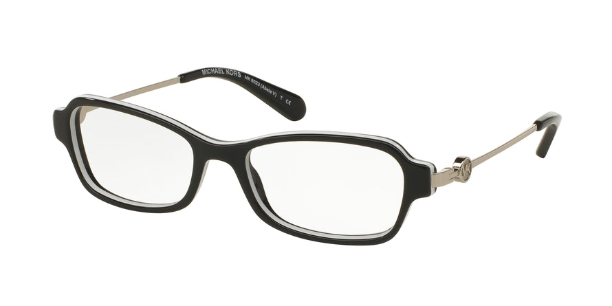 Michael Kors MK8023 Rectangle Eyeglasses  3129-BLACK/WHITE 52-17-135 - Color Map black