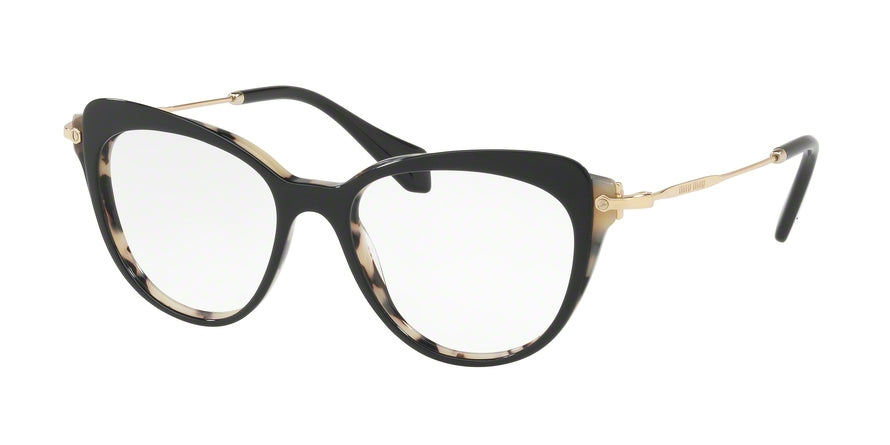 Miu Miu MU01QVA Cat Eye Eyeglasses  ROK1O1-WHITE HAVANA/TOP BLACK 52-17-140 - Color Map black