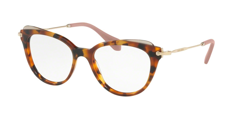 Miu Miu CORE COLLECTION MU01QV Cat Eye Eyeglasses  VX81O1-HAVANA/TRANSPARENT BROWN 52-17-140 - Color Map havana