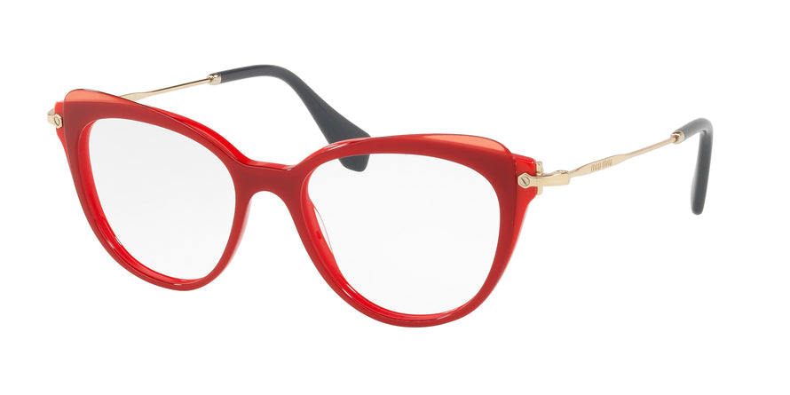 Miu Miu CORE COLLECTION MU01QV Cat Eye Eyeglasses  VX91O1-RED/TOP TRANSPARENT RED 52-17-140 - Color Map red