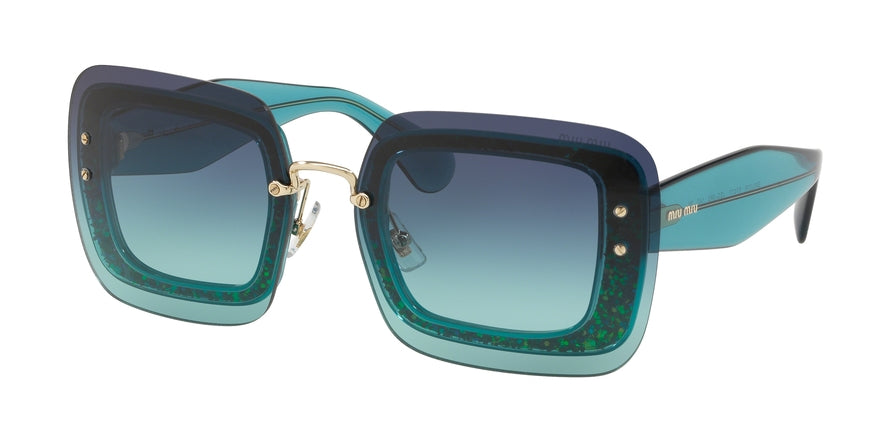 Miu Miu SPECIAL PROJECT MU01RS Square Sunglasses  JZG5R2-TURQUOISE 67-17-140 - Color Map grey