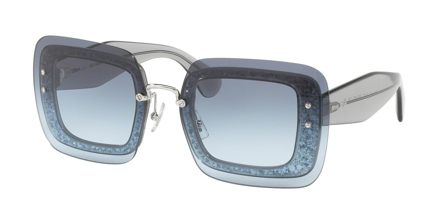 Miu Miu SPECIAL PROJECT MU01RS Square Sunglasses  UES4R2-TRANSPARENT GREY GLITTER 67-17-140 - Color Map grey