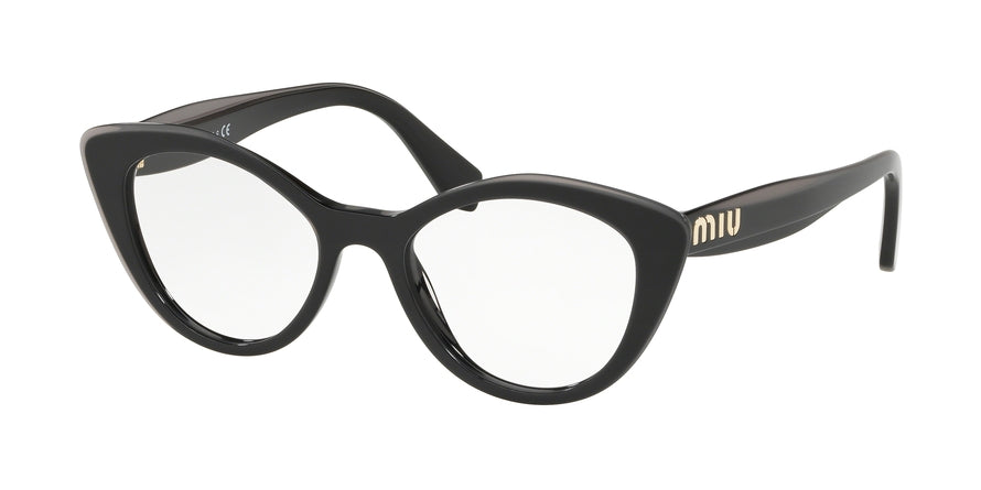 Miu Miu CORE COLLECTION MU01RVA Cat Eye Eyeglasses  K9T1O1-BLACK TOP GREY 52-18-140 - Color Map black