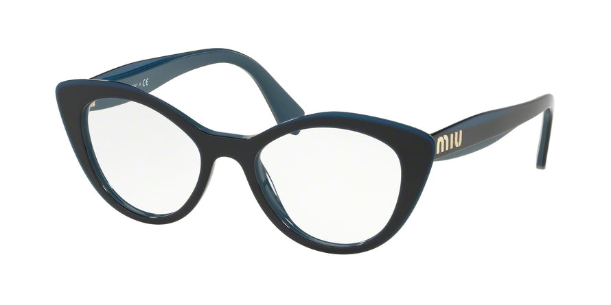 Miu Miu CORE COLLECTION MU01RVA Cat Eye Eyeglasses  TMY1O1-BLUE/TOP OPAL BLUE 52-18-140 - Color Map blue