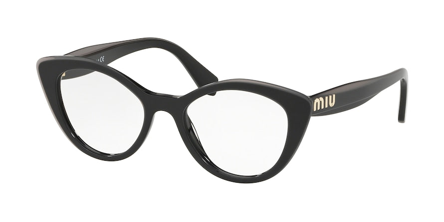 Miu Miu CORE COLLECTION MU01RV Cat Eye Eyeglasses  K9T1O1-BLACK TOP GREY 52-18-140 - Color Map black