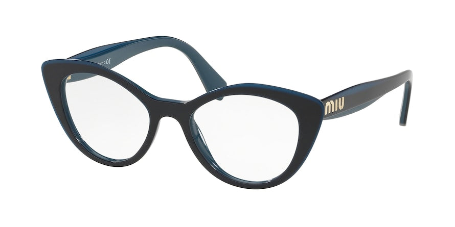 Miu Miu CORE COLLECTION MU01RV Cat Eye Eyeglasses  TMY1O1-BLUE/TOP OPAL BLUE 52-18-140 - Color Map blue