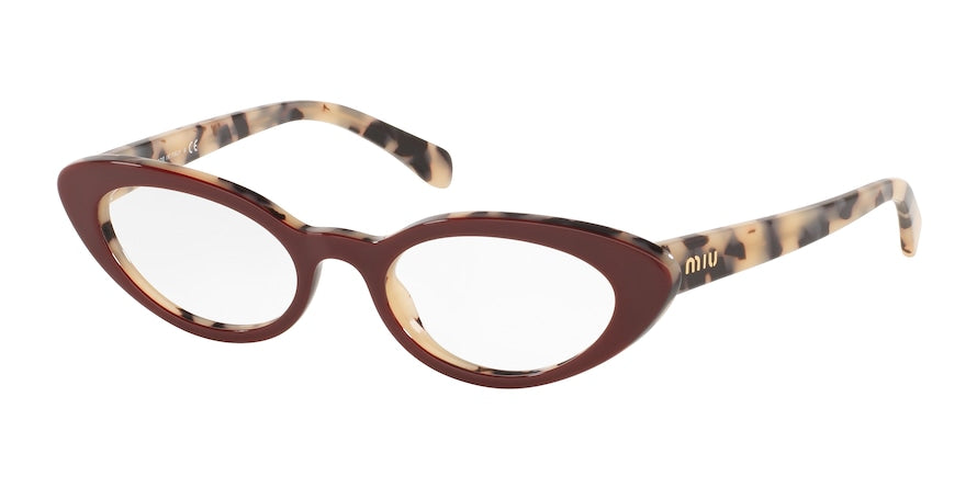 Miu Miu CORE COLLECTION MU01SV Cat Eye Eyeglasses  03E1O1-BEIGE HAVANA TOP BORDEAUX 52-19-140 - Color Map bordeaux