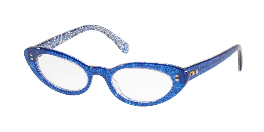 Miu Miu CORE COLLECTION MU01SV Cat Eye Eyeglasses  1451O1-GLITTER BLUE 50-19-140 - Color Map blue