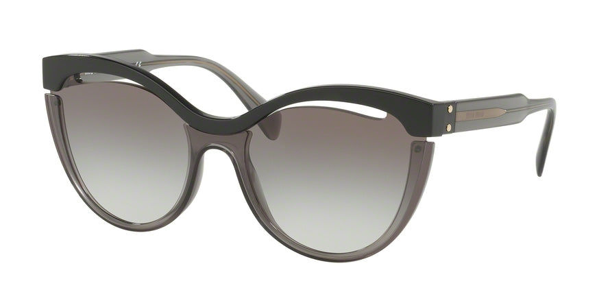 Miu Miu CORE COLLECTION MU01TS Irregular Sunglasses  1AB3M1-BLACK/TRANSPARENT GREY 36-135-140 - Color Map black
